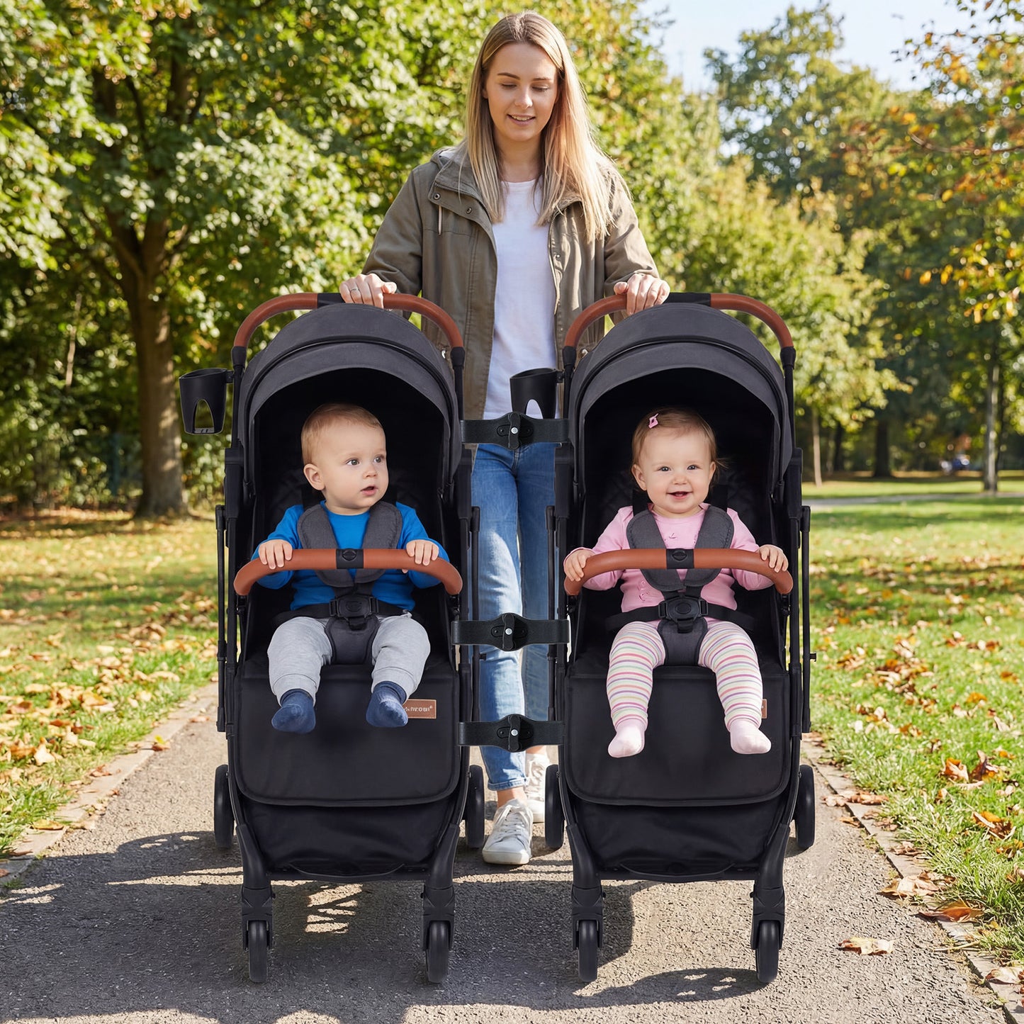 LIVSK Kinderwagen - Lichtgewicht en Eenvoudig Opvouwbaar - Verstelbare Rugleuning - Inclusief Regenbescherming - Zwart/Grijs/Roze