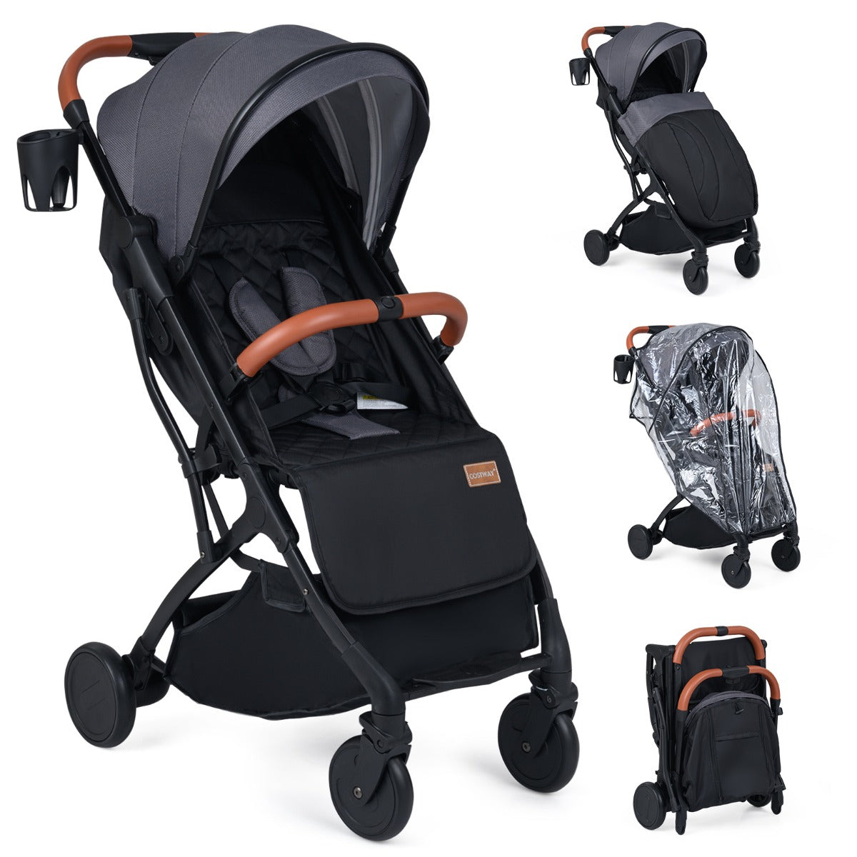 LIVSK Kinderwagen - Lichtgewicht en Inklapbaar - Verstelbare Rugleuning - Inclusief Regenhoes - Voor Kinderen 0-3 Jaar -
