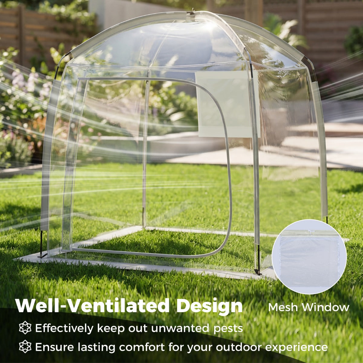 LIVSK Koepeltent - Panoramisch Uitzicht - Weerbestendig PVC - Stevige Glasvezelconstructie - Voor 2-4 Personen - Transparant