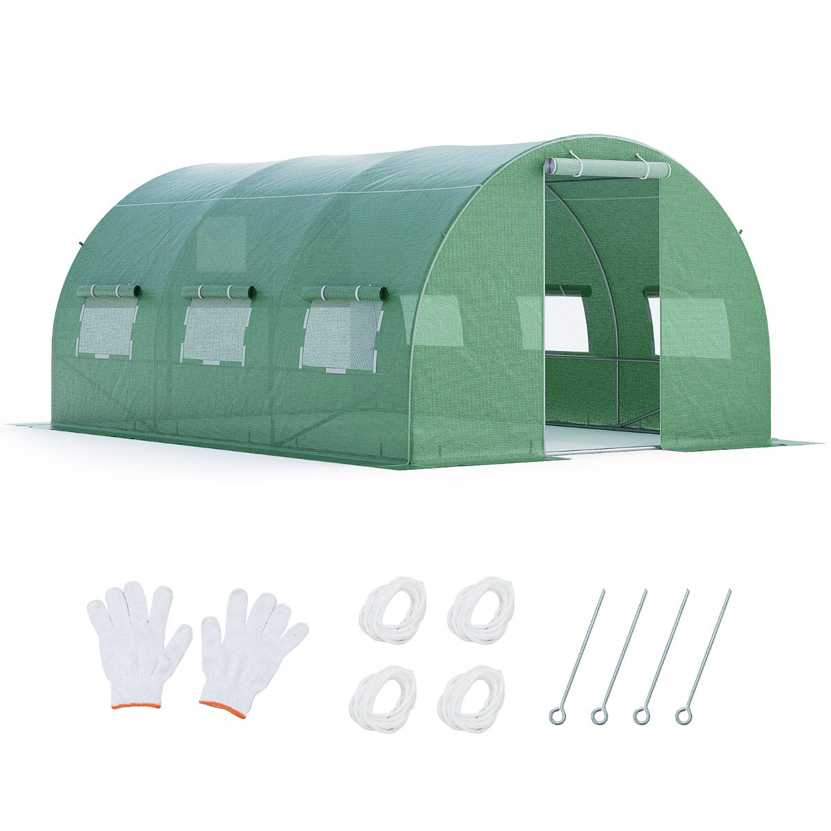 LIVSK Loopbare Foliekas 4 x 3 x 2m - 12m² Kweekhuis - Duurzaam PE - Stabiel Verzinkt IJzer - Goede Ventilatie - Groen