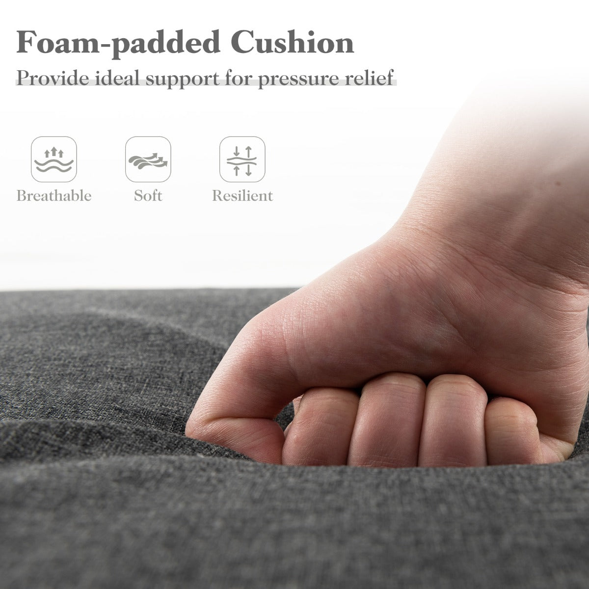 LIVSK Loungestoelkussen - Verhoogd Comfort - Duurzaam Korte Vezel - Klittenbandsluitingen - Verstelbaar - Grijs