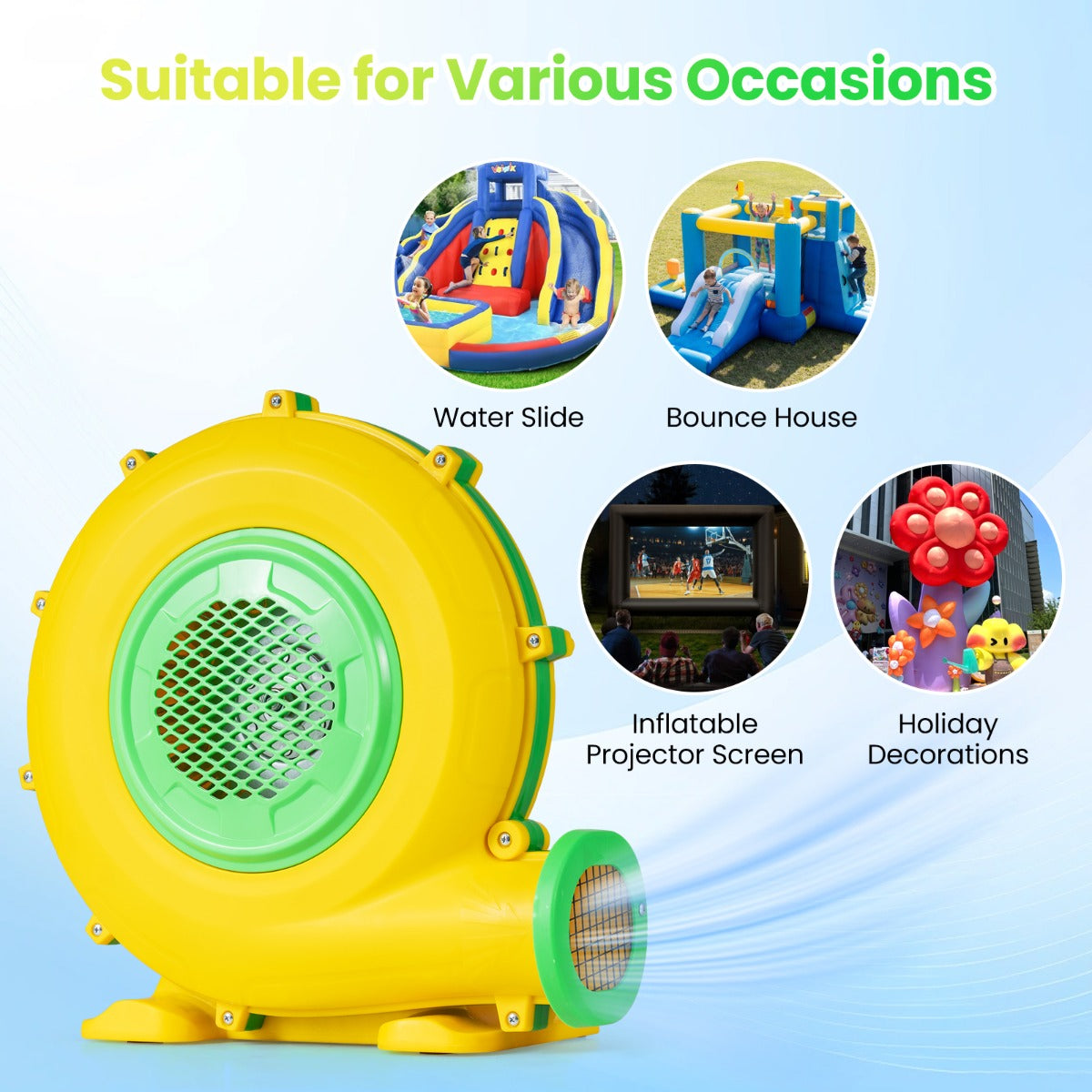 LIVSK Luchtblazer - 950 W Motor - Vlamvertragend & Regenbestendig - Grondankers & Antislipvoeten - Geel