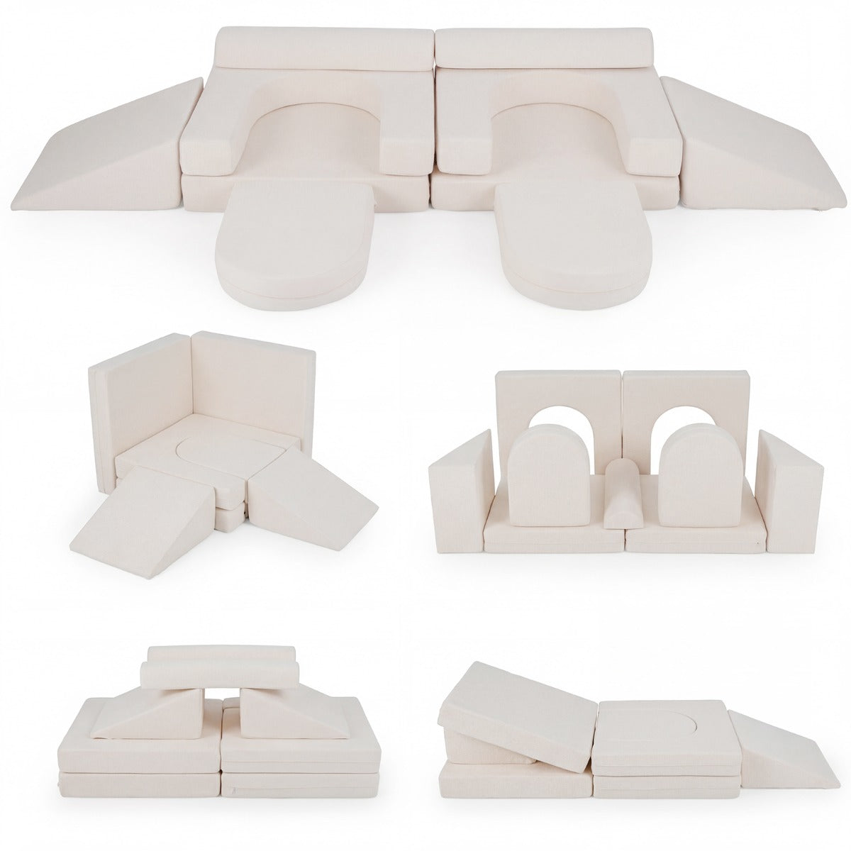LIVSK Modulaire Kinderspeelbank - 10 Blokken - Zachte Suède Bekleding - Wasbare Hoezen - Veilig en Creatief Spelen -