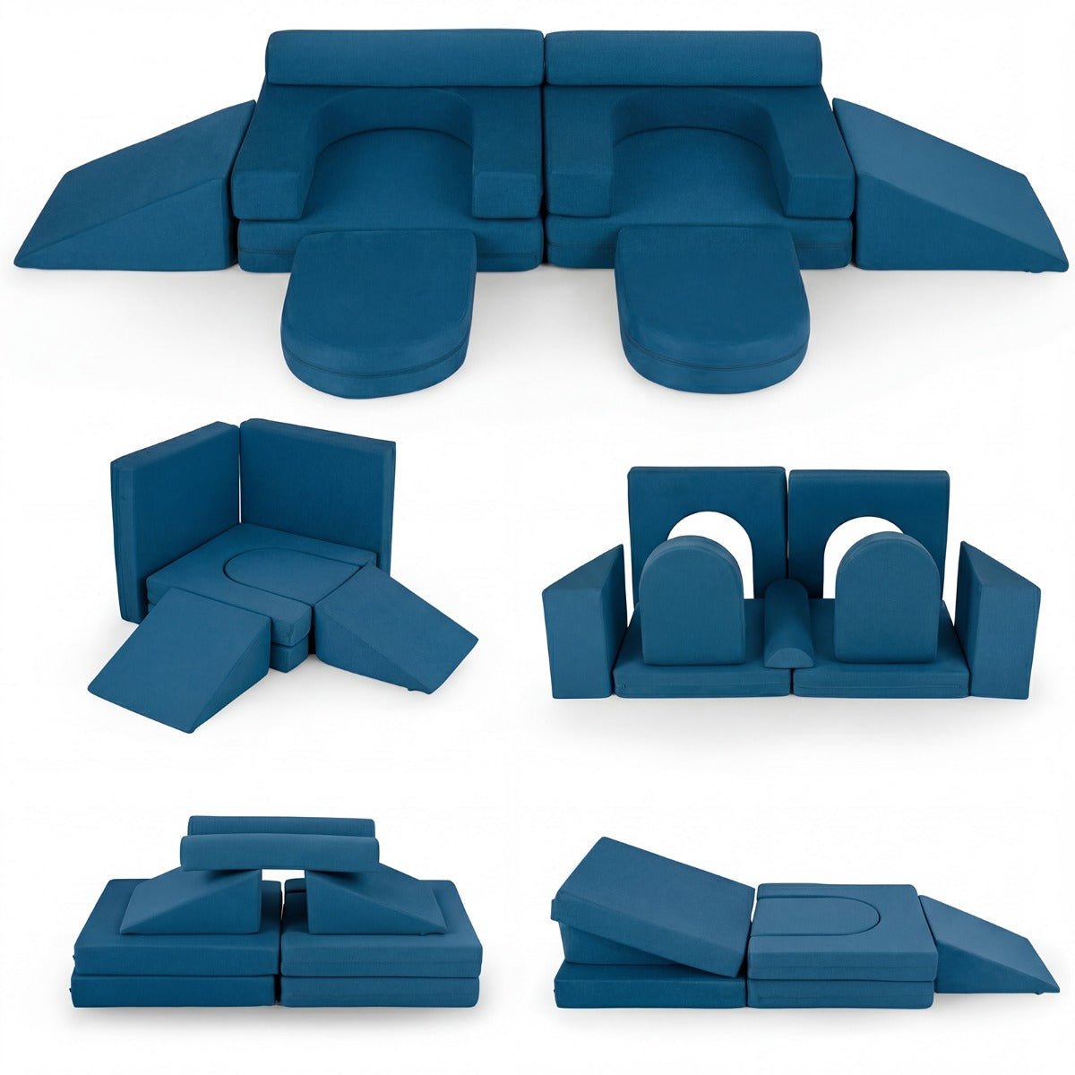 LIVSK Modulaire Kinderspeelbank - 10 Blokken - Zachte Suède Bekleding - Wasbare Hoezen - Veilig en Creatief Spelen -