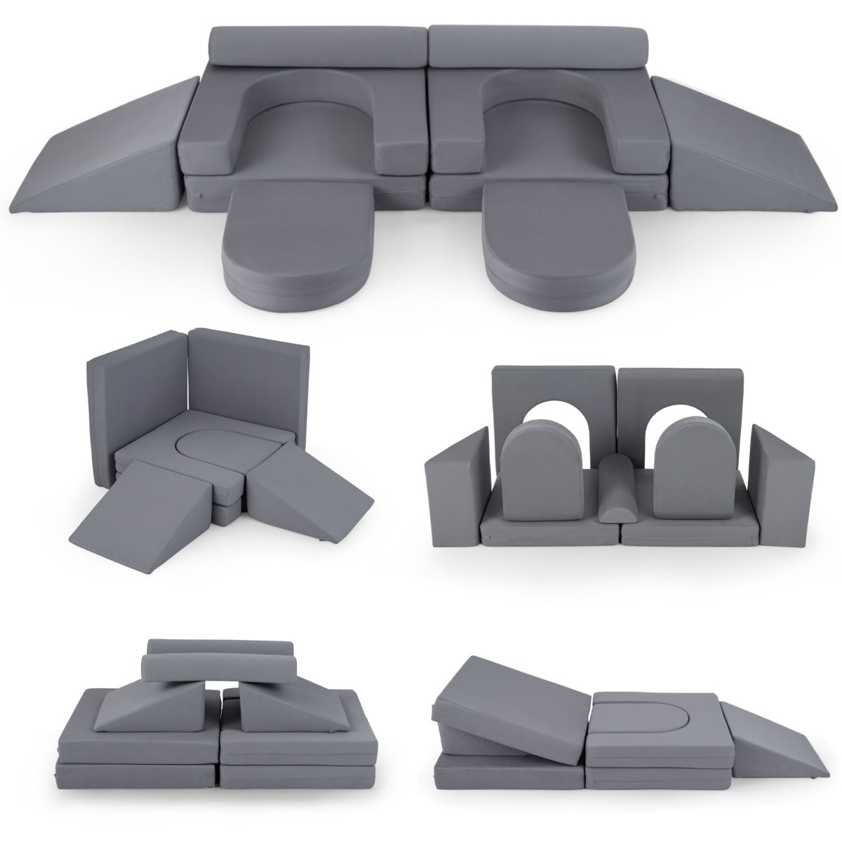 LIVSK Modulaire Kinderspeelbank - 10 Blokken - Zachte Suède Bekleding - Wasbare Hoezen - Veilig voor Kinderen 3+ -