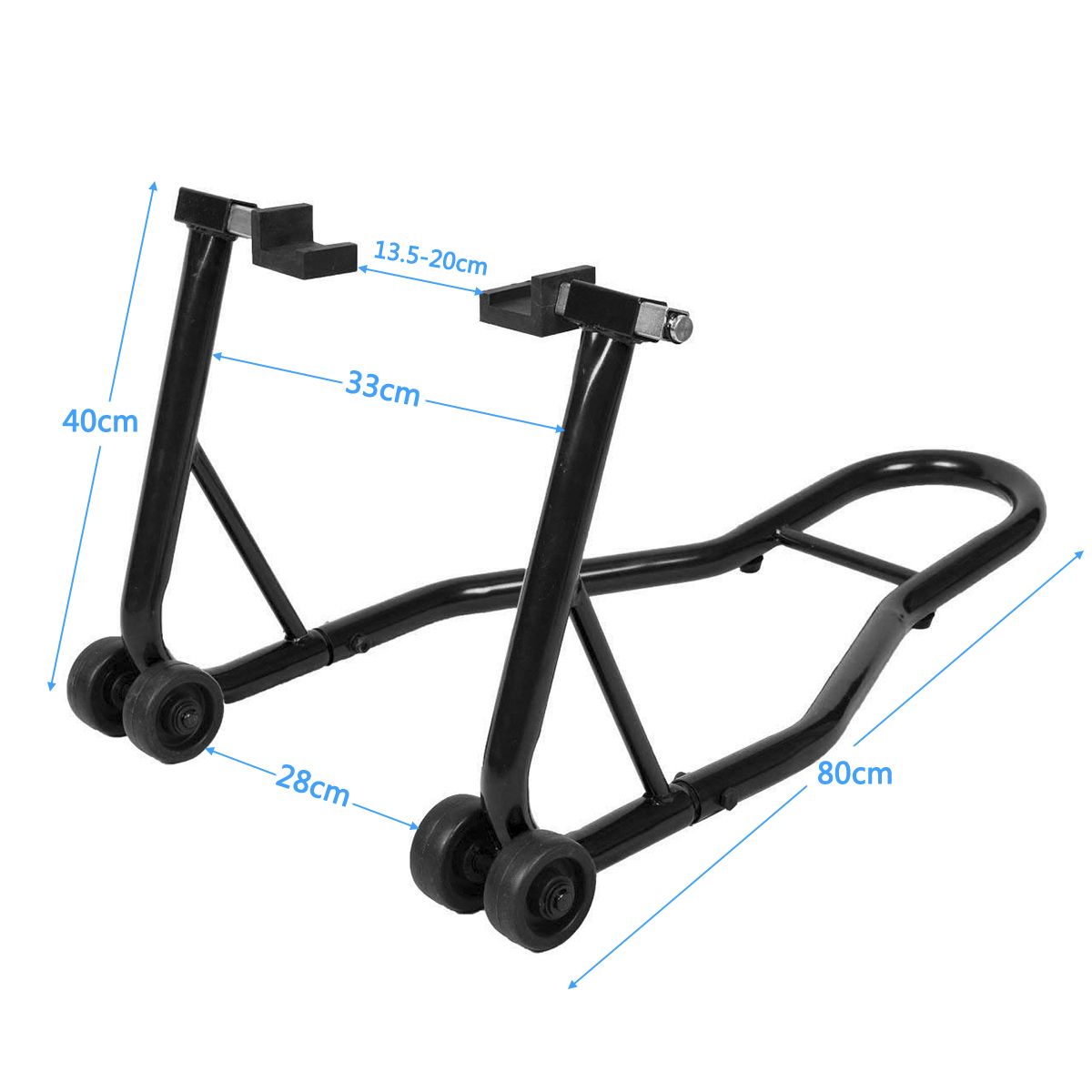 LIVSK Motorfietsstandaard - Verstelbare Hoogte 71-86 cm - Stevig Staal - Vier Wielen voor Stabiliteit - Zwart en Rood