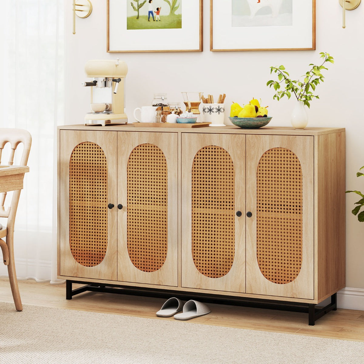 LIVSK Opbergkast - Verstelbare Planken - Robuuste Constructie - Ergonomische Handgrepen - 126 x 40 x 81 cm - Naturel