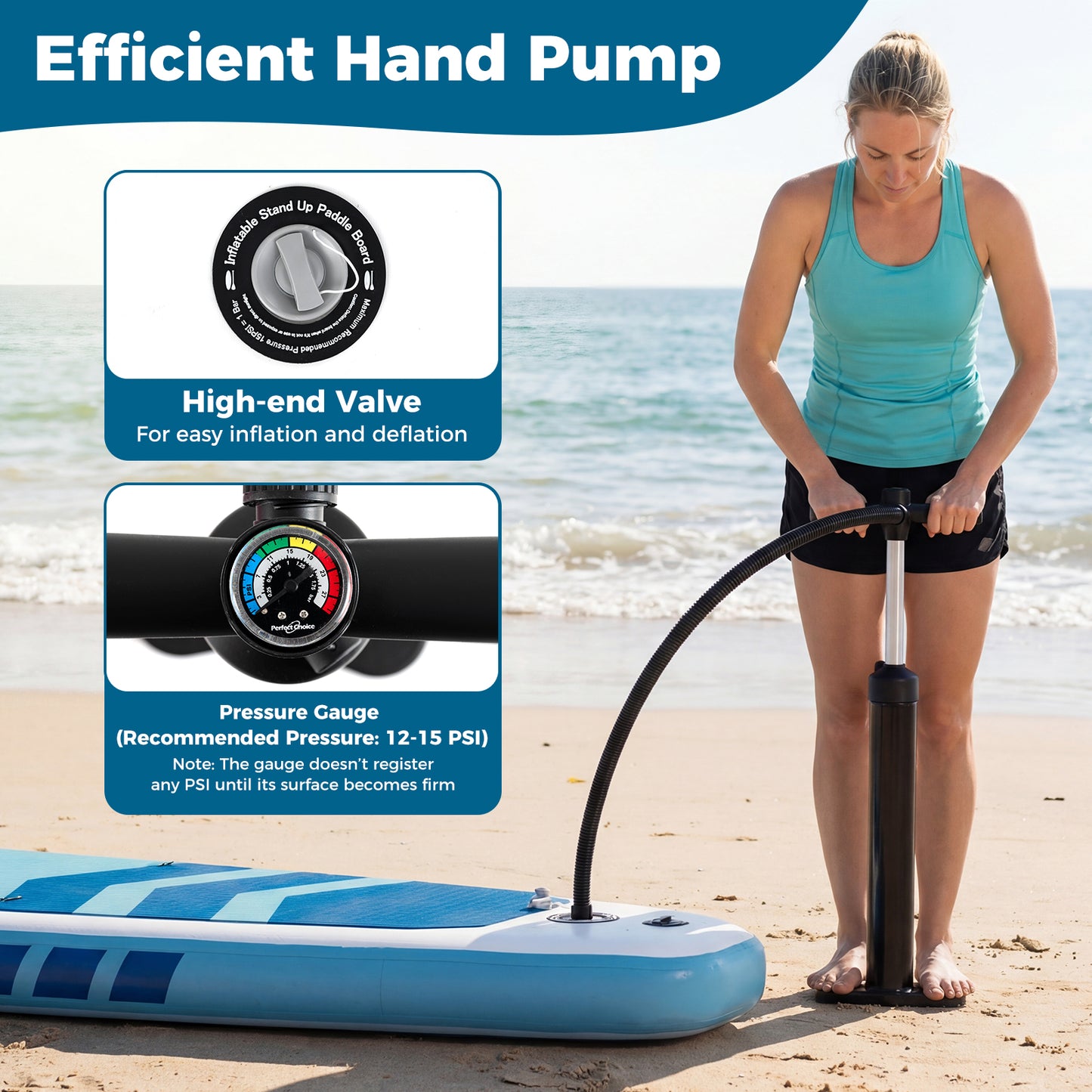 LIVSK Opblaasbaar Paddleboard - Hoog Draagvermogen tot 160 kg - Compleet Accessoireset - Duurzaam PVC - Blauw+Wit