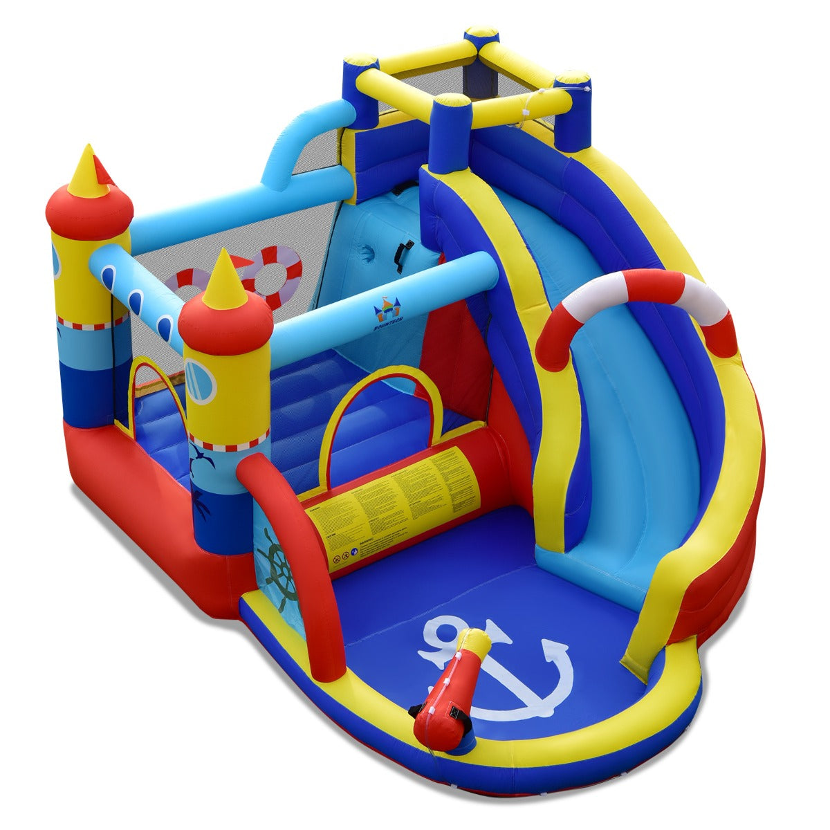 LIVSK Opblaasbaar Springkasteel - Waterpark met Glijbaan - Duurzaam Oxford-weefsel - Voor 4 Kinderen - 360 x 290 x 200 cm