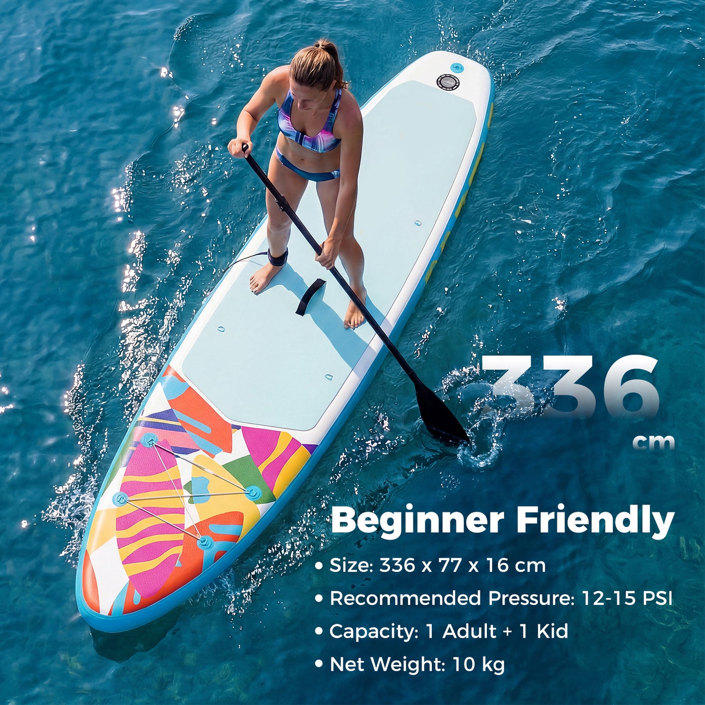 LIVSK Opblaasbaar Stand-Up Paddleboard - Hoog Draagvermogen 160 kg - Compleet Uitrustingsset - Duurzaam PVC - Blauw