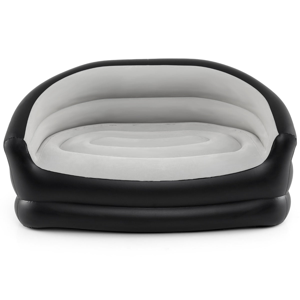 LIVSK Opblaasbare Loveseat - Ergonomisch Ontwerp - Snelle Opblaastijd - Huidvriendelijk PVC - Tot 150 kg - Grijs + Zwart