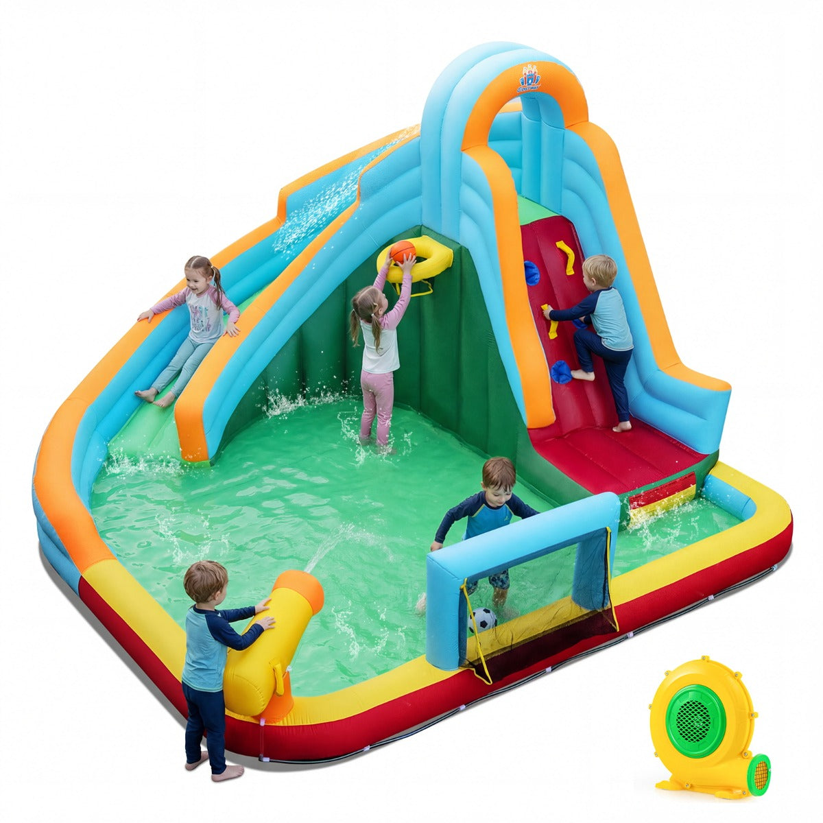 LIVSK Opblaasbare Waterspeeltuin - Voor Kinderen 3-12 Jaar - Oxford Materiaal - Inclusief Oceaanballen en Sportballen -