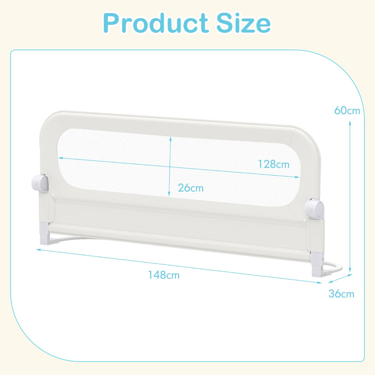 LIVSK Opvouwbaar Bedhekje - Verstelbare Hoogte - Afneembare Oxford-Stof - Eenvoudig Inklapbaar - Grijs/Wit