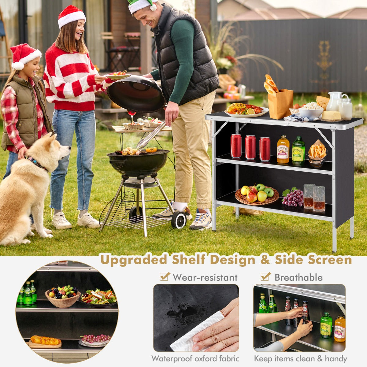 LIVSK Opvouwbare Campingtafel - Lichtgewicht Aluminium - Waterdicht Oxford Doek - Draagtas Inclusief - 110 x 38 x 88 cm - Zwart