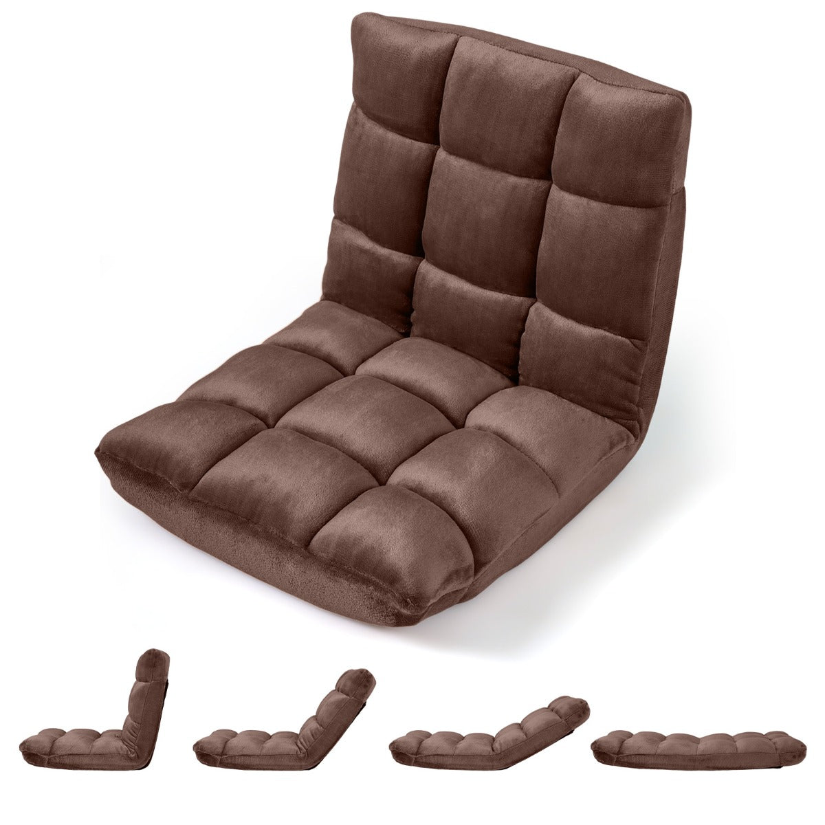 LIVSK Opvouwbare Fauteuil - 14 Standen Verstelbare Rugleuning - Koraalkleurig Fluweel - Stevig Metalen Frame - Ruimtebesparend