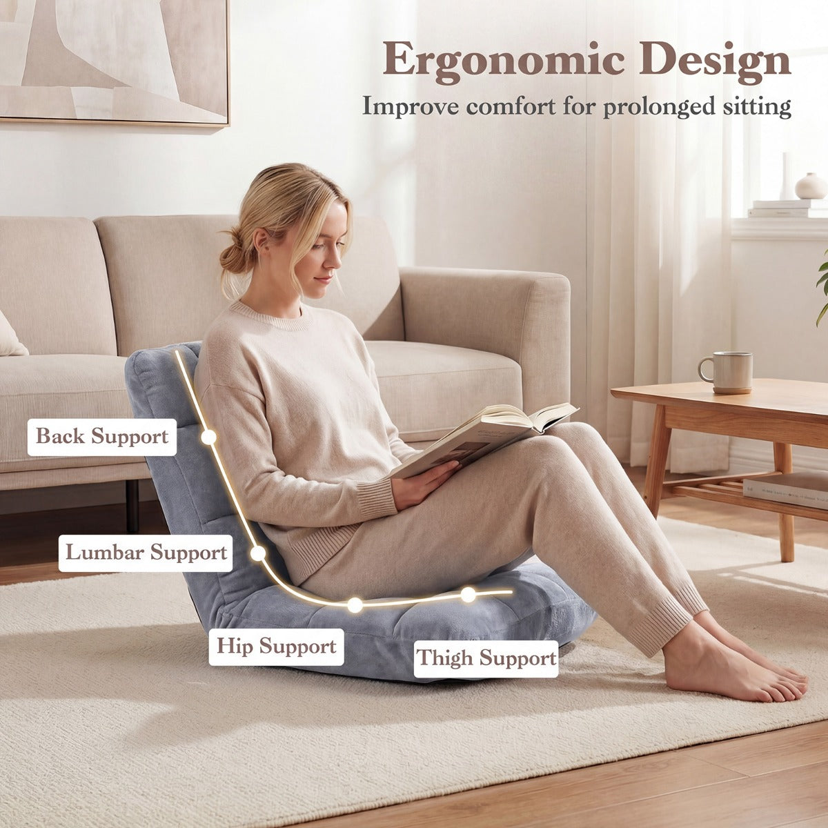 LIVSK Opvouwbare Fauteuil - 14 Verstelbare Standen - Koraalkleurig Fluweel - Antislip Frame - Ruimtebesparend Ontwerp