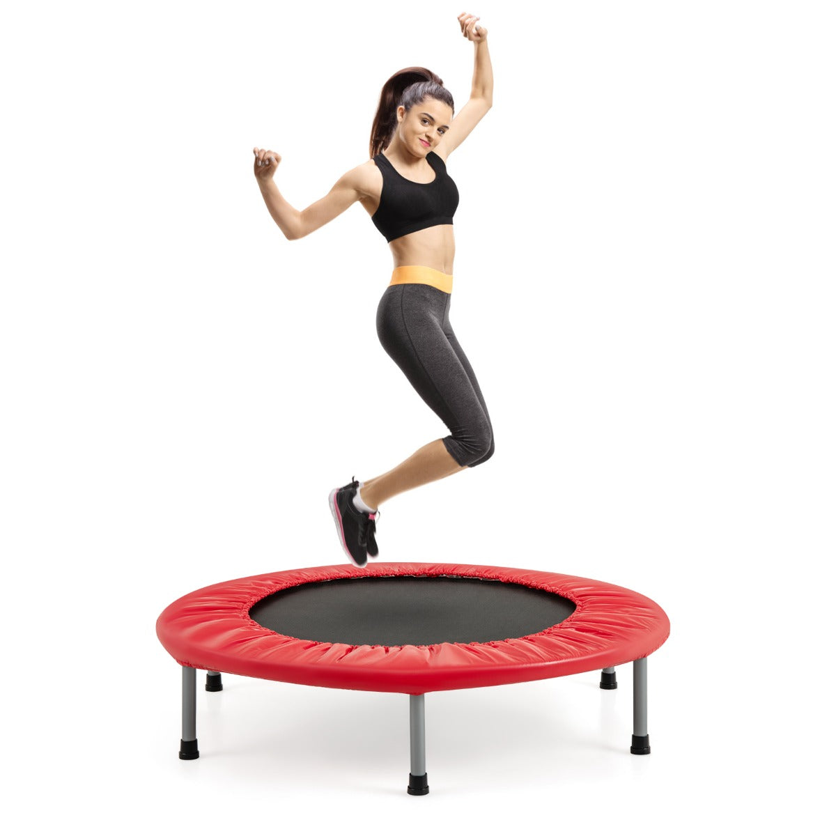 LIVSK Opvouwbare Fitness Trampoline - Draagvermogen tot 150 kg - Veiligheidsgespen - Eenvoudig op te bergen - Rood