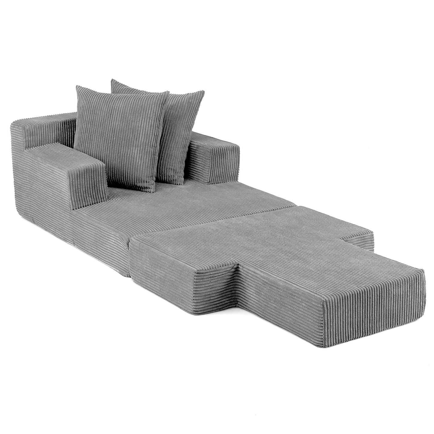 LIVSK Opvouwbare Slaapbank - 2-in-1 Ontwerp - Koraalfleece Bekleding - Ergonomisch & Antislip - Grijs