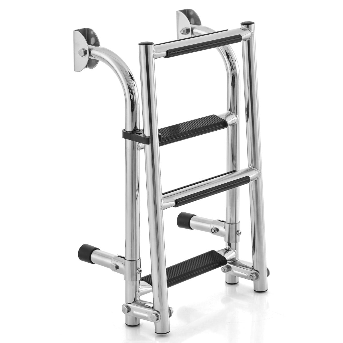 LIVSK Opvouwbare Zwembadtrap - Roestvrij Staal - Anti-slip PVC Treden - Eenvoudige Montage - Tot 200 kg - Zilver