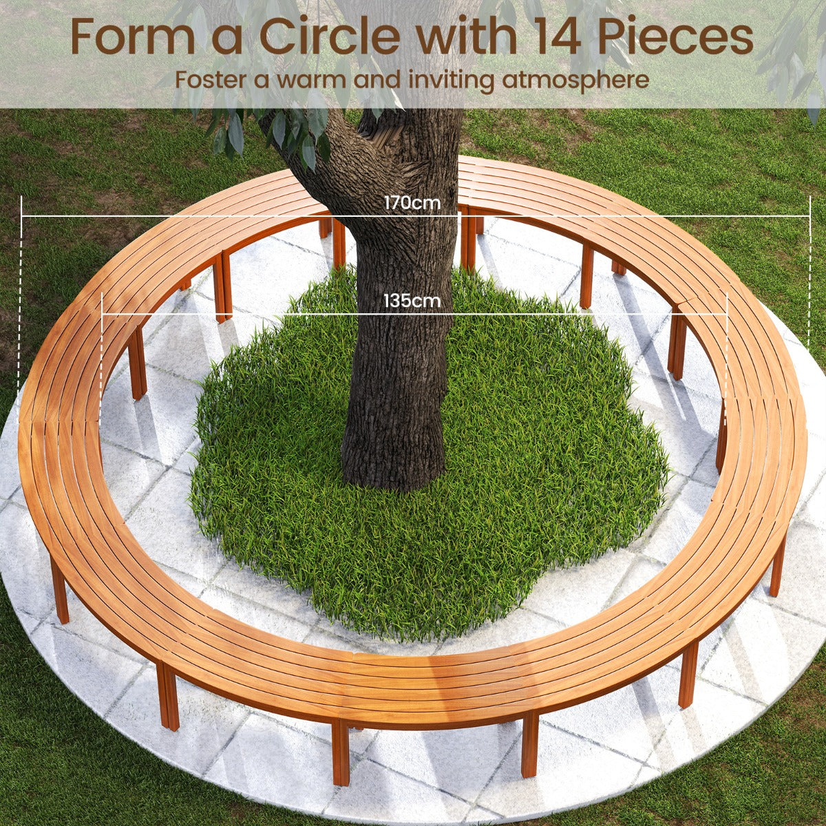 LIVSK Outdoor Terrasbank - Massief Acaciahout - Slank, Gebogen Ontwerp - Ademend Comfort - Draagvermogen 180 kg - Naturel