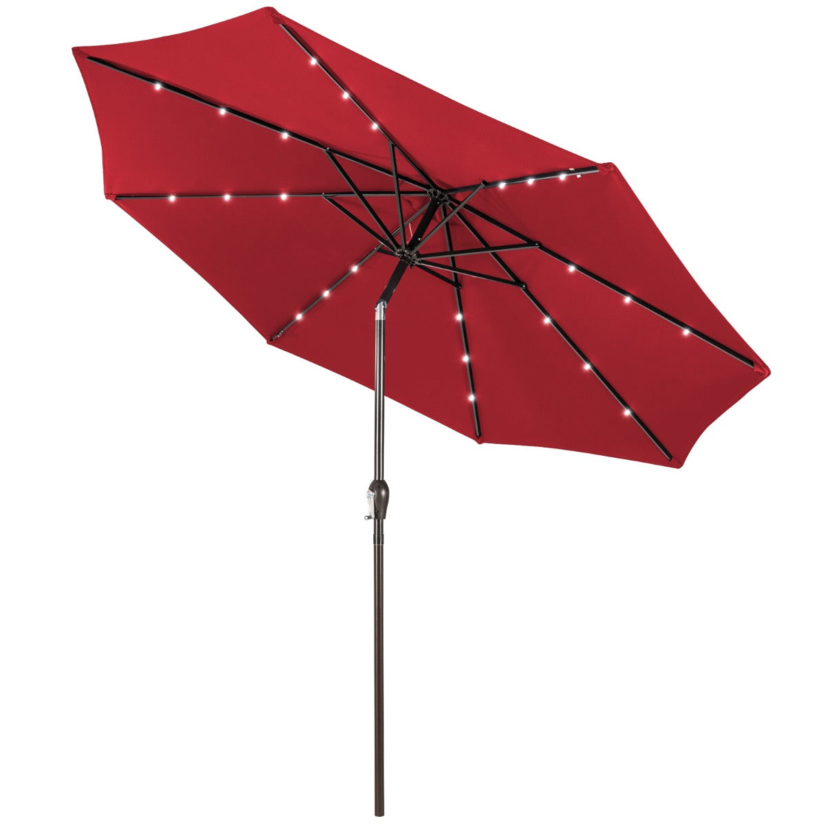 LIVSK Parasol 3M - Zonne-energie LED-verlichting - Kantelontwerp - Eenvoudig Zwengelliftsysteem - Wijnrood