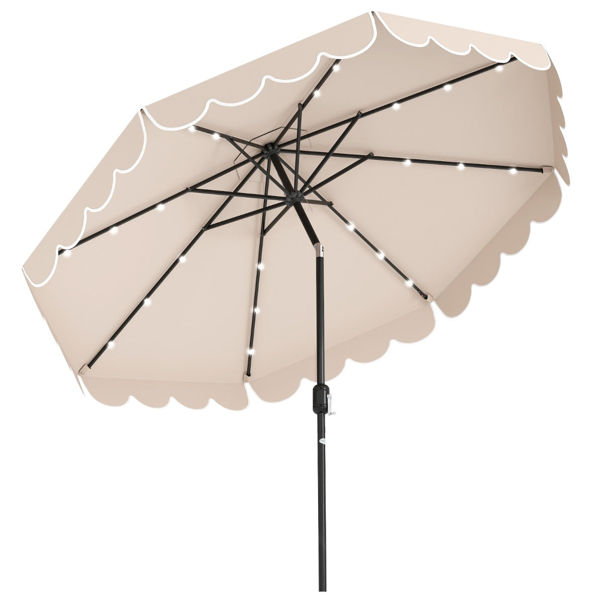 LIVSK Parasol met LED-verlichting - 307 x 253 cm - Kantelbaar tot 35° - Polyester en Metaal - Beige