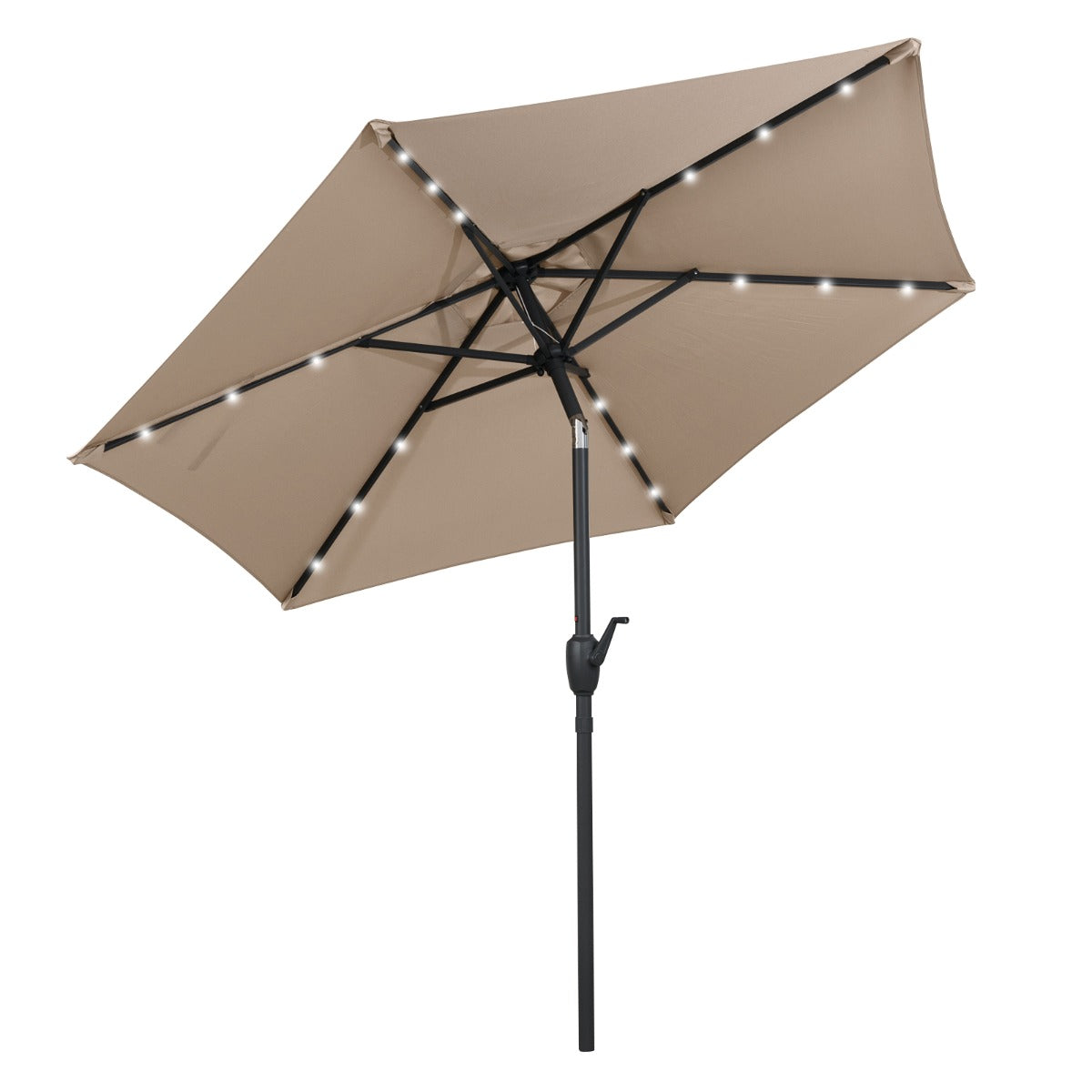 LIVSK Parasol met LED-Verlichting - Geventileerd Polyester - Kantelmechanisme - Eenvoudig Op te Bergen - Beige / Grijs /