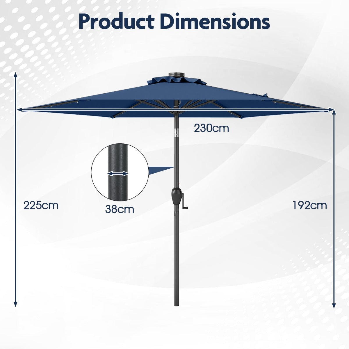 LIVSK Parasol met LED Verlichting - Geventileerd Polyester - Verstelbaar Kantelsysteem - Eenvoudig Op te Bergen - Beige