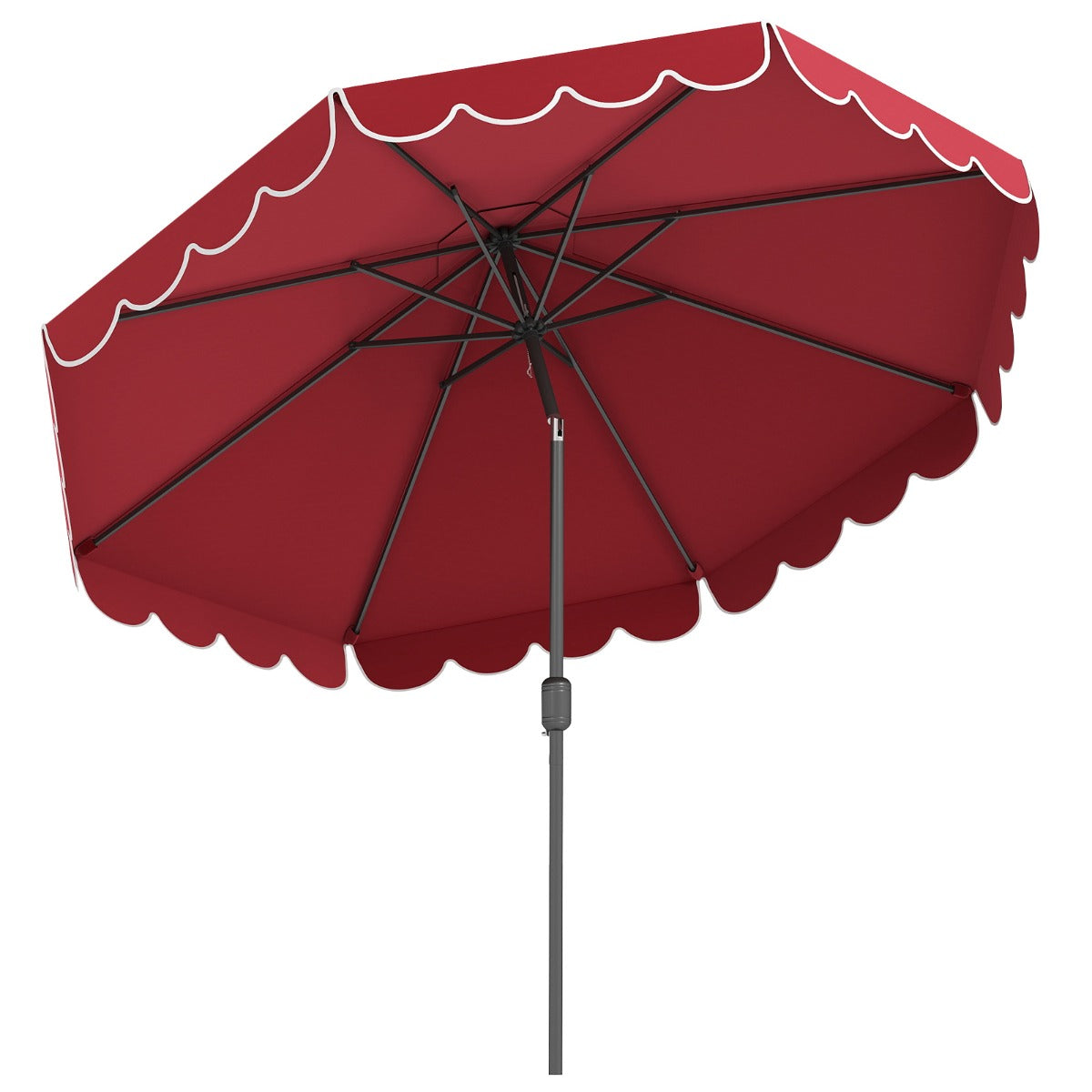 LIVSK Parasol met Ruches - 3 x 2,45 m - Automatische Kanteling - Hoogwaardig Polyester - Beige/Geelbruin/Wijnrood