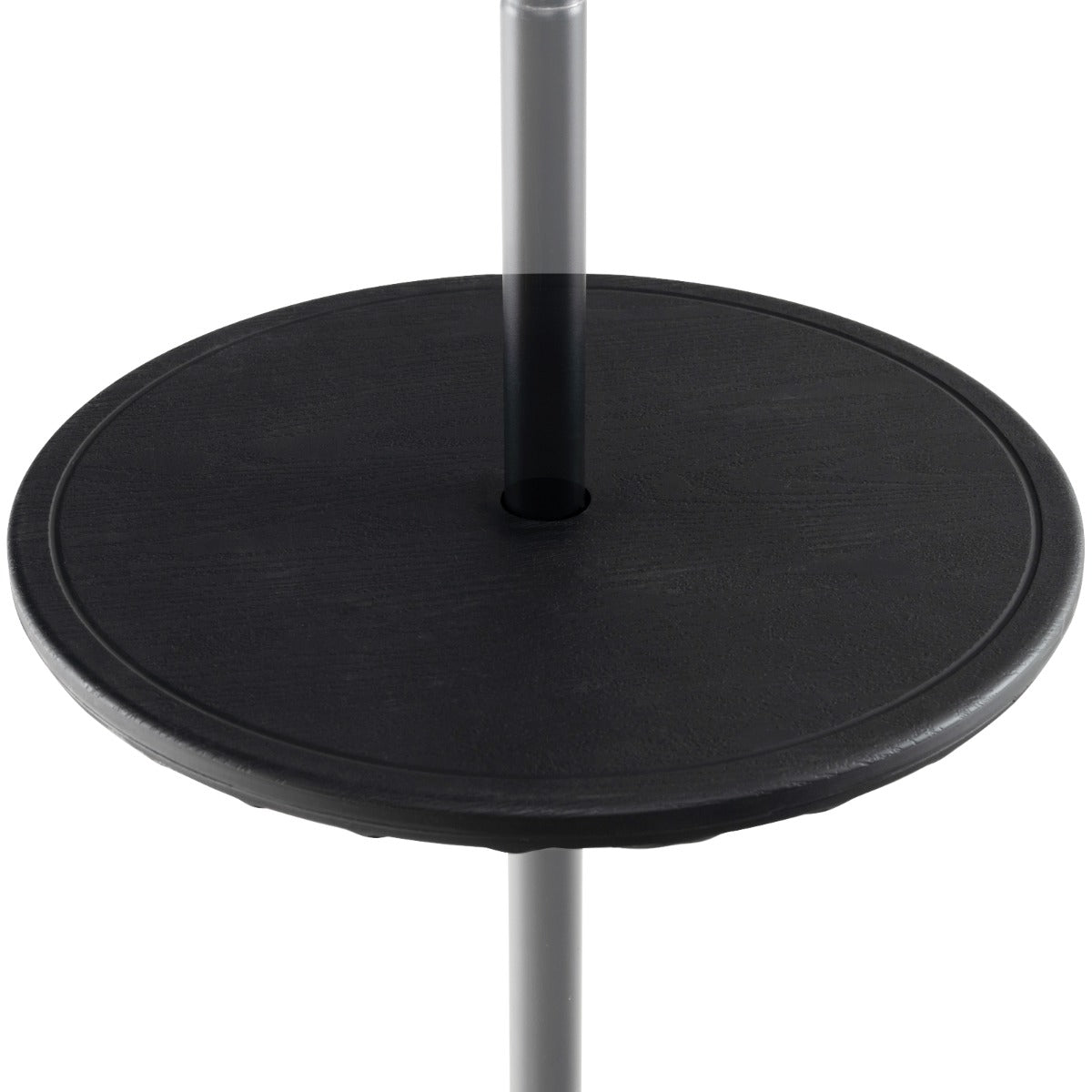 LIVSK Parasoltafel - Ronde Tafelblad - Verstelbaar voor Parasol met 38 mm - Duurzaam PE - Lichtgewicht en Draagbaar - Zwart