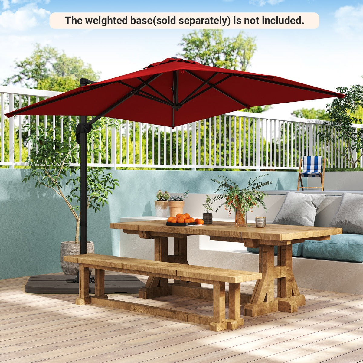 LIVSK Parasolvoet en Parasolset - HDPE Materiaal - 4-delige Basisgewichten - Gemakkelijk te Vullen - Zwart/Bruin/Grijs/Beige/Rood