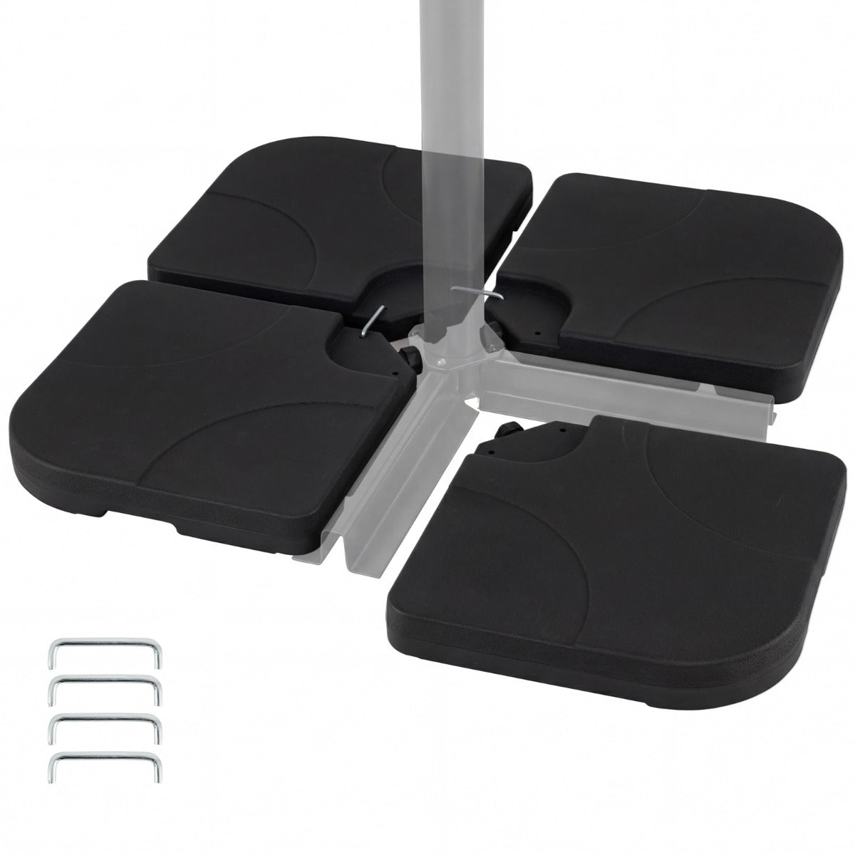 LIVSK Parasolvoet - HDPE Materiaal - Tot 72 kg Vulcapaciteit - Draagbare Handgrepen - Voor Hangparasol 275-300 cm - Zwart