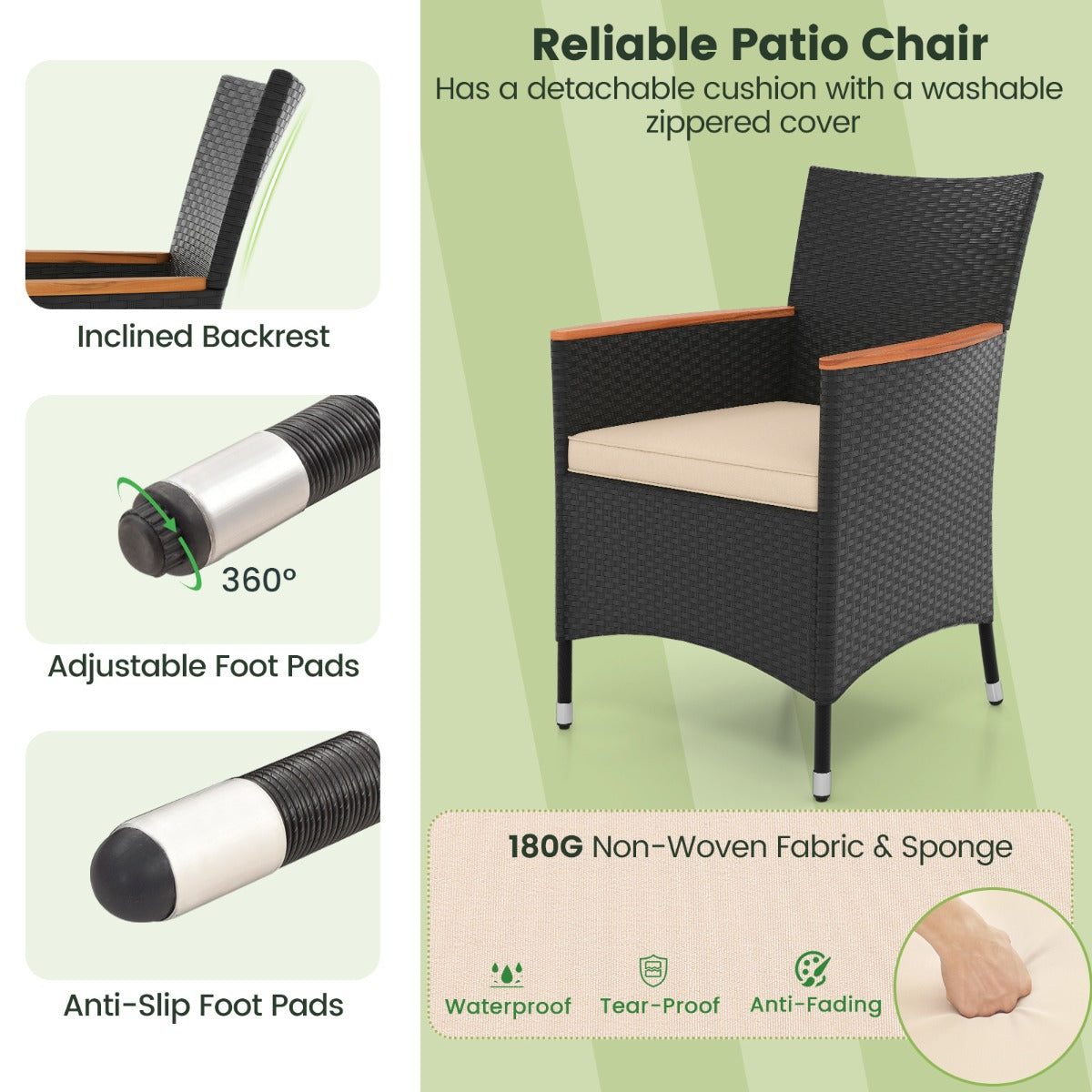 LIVSK Patio Eetset - Hoogwaardig Acaciahout - Luxe Rotan Stoelen - Weerbestendige Kussens - Voor 8 Personen - Bruin & Naturel