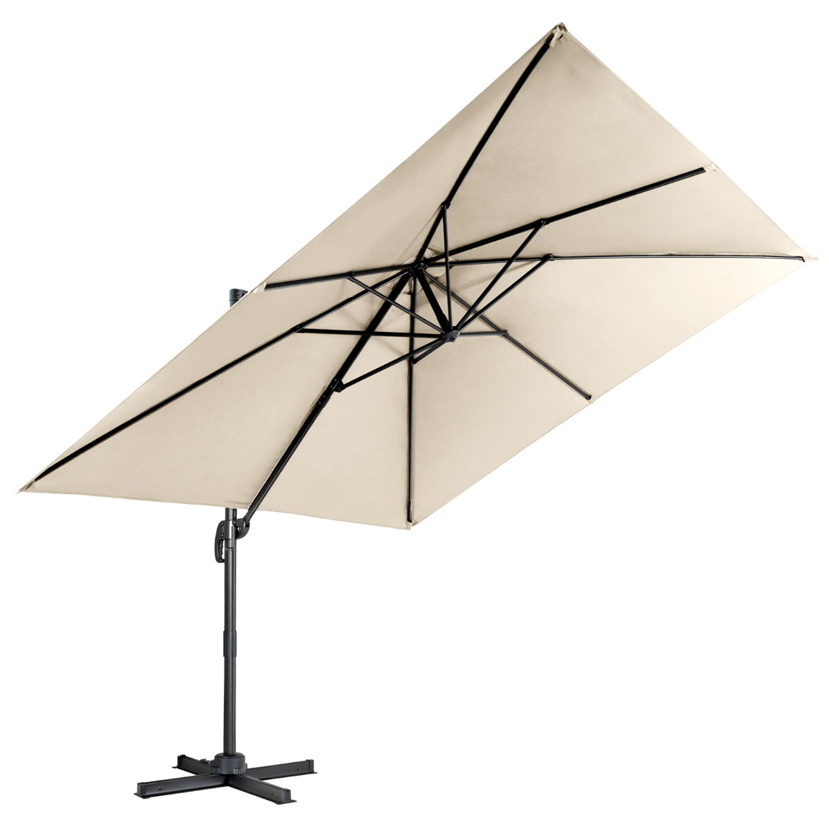 LIVSK Patio Parasol - 100% Polyester - 360° Rotatie - Kantelverstelling - Groot Schaduwoppervlak 300x300 cm - Beige