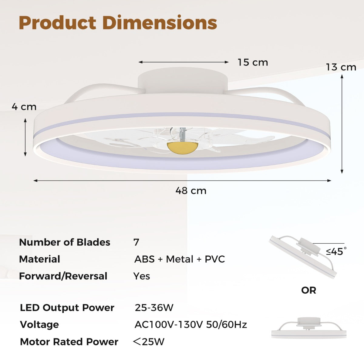 LIVSK Plafondventilator met Licht - Dimbare LED 3000K-6500K - 6 Windsnelheden - Stille DC Motor - Voor Ruimtes tot 20 m² - Wit