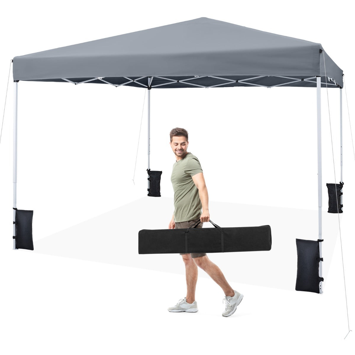 LIVSK Pop-up Paviljoen - Snelle Opbouw - Koolstofstaal Frame - Waterafstotend Oxford - 8,5 m² - Grijs