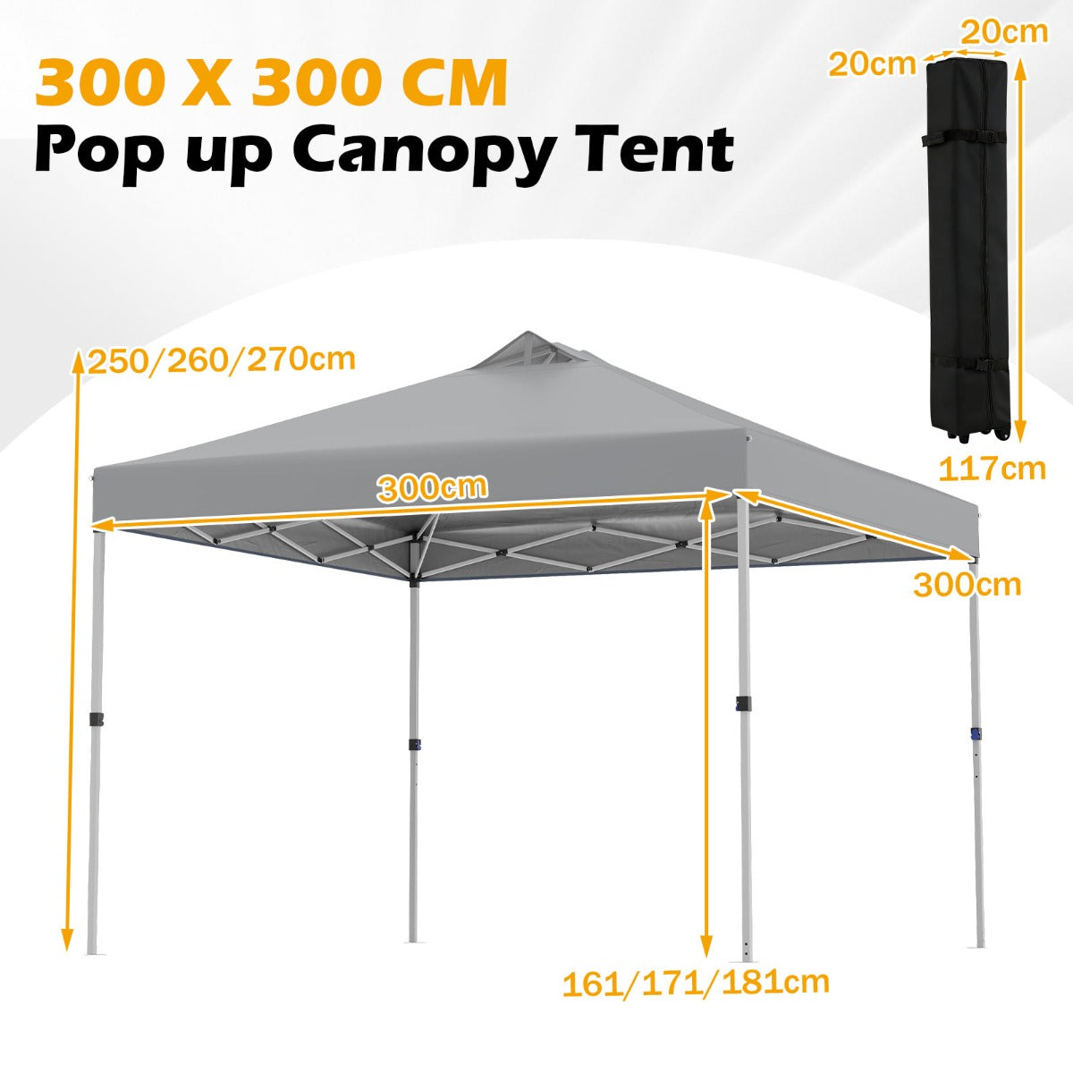 LIVSK Pop-up Paviljoentent - Eenvoudig Opzetten - 9 m² voor 10-12 Personen - Verstelbare Hoogtes -