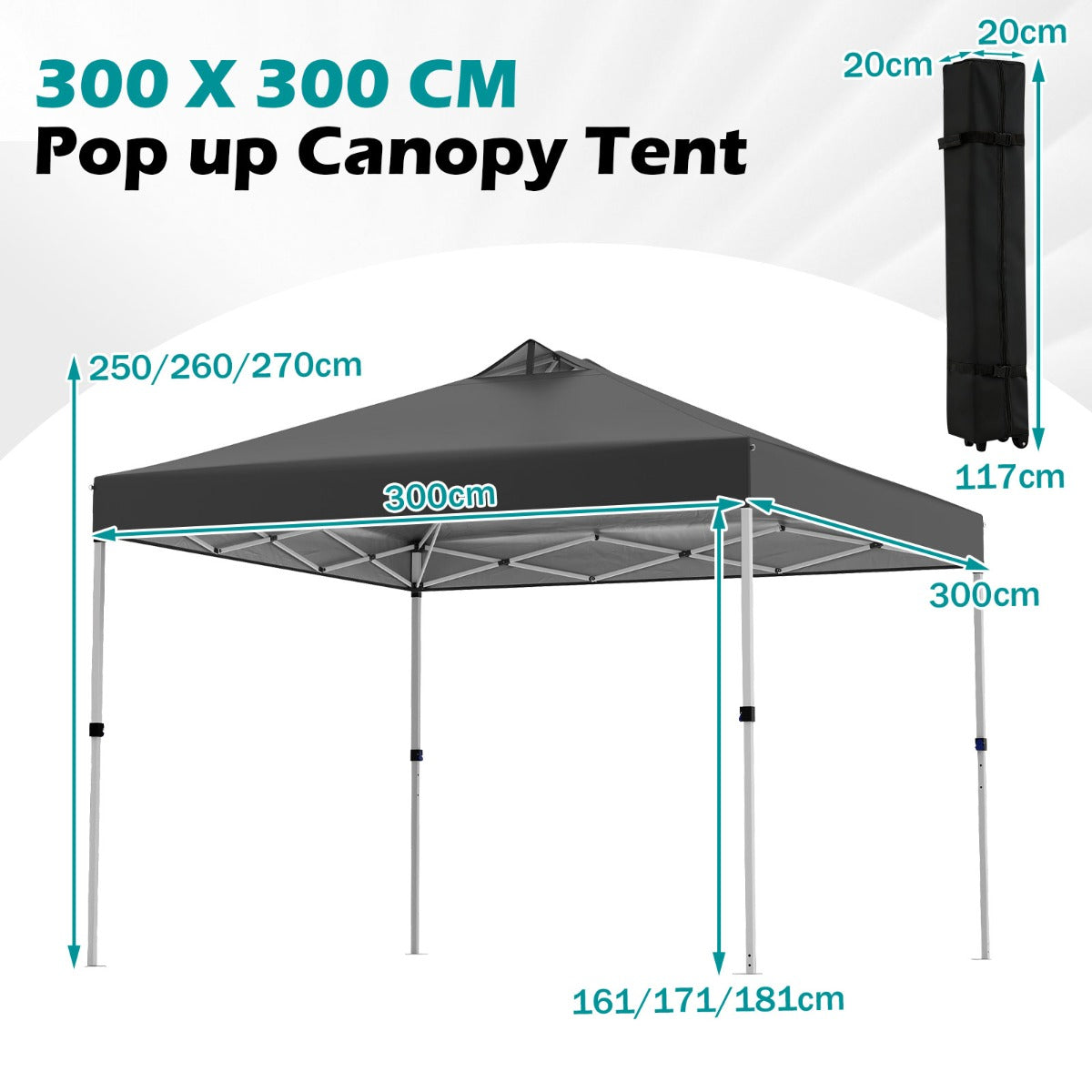 LIVSK Pop-up Paviljoentent - Eenvoudige Montage - 9m² voor 10-12 Personen - Verstelbare Hoogtes - Oxford Stof -