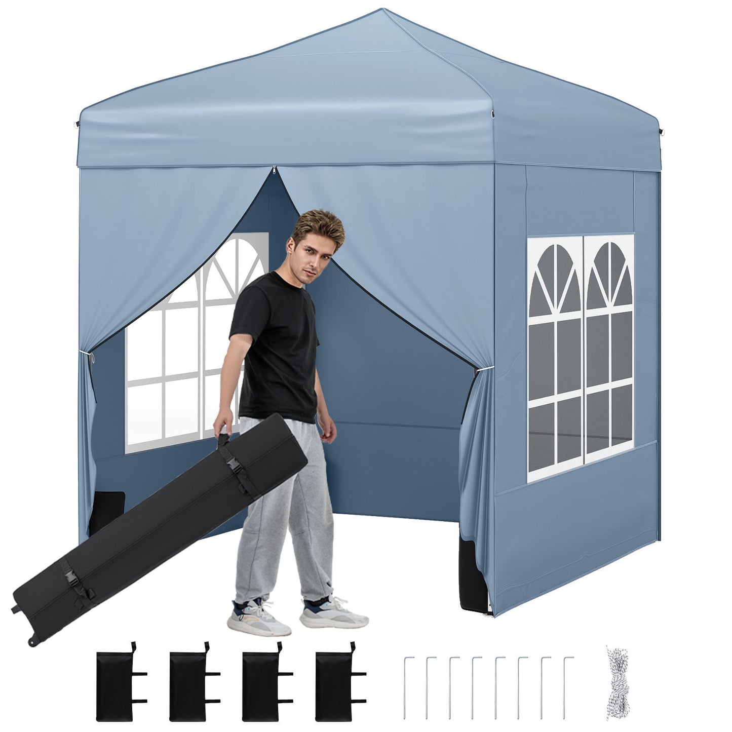 LIVSK Pop Up Tuinpaviljoen - Robuust Metaal Frame - Hoogwaardige Oxford-stof - Verstelbare Hoogte - Opvouwbaar - Grijs