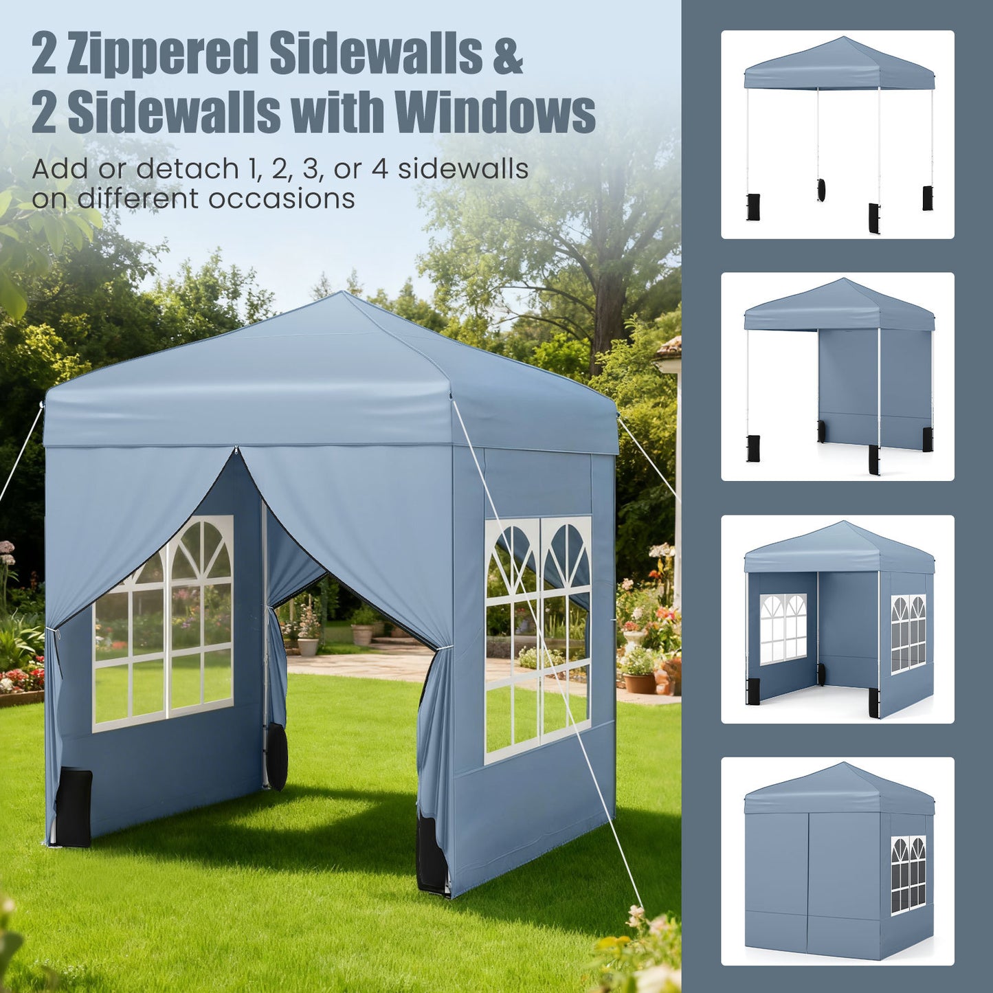 LIVSK Pop Up Tuinpaviljoen - Robuust Metaal Frame - Hoogwaardige Oxford-stof - Verstelbare Hoogte - Opvouwbaar - Grijs
