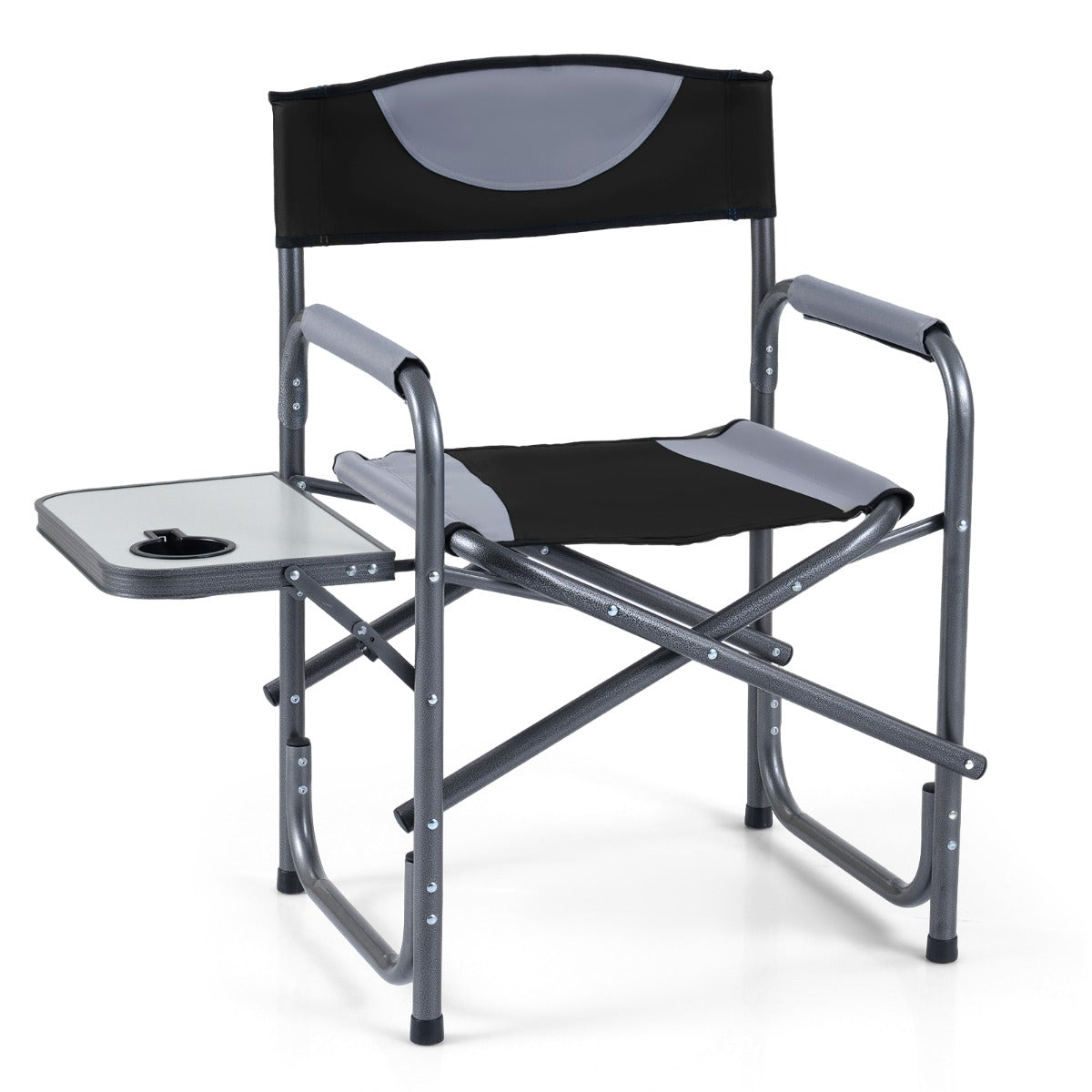 LIVSK Regisseursstoel - Opvouwbaar met Bijzettafel - Ademend Oxford-weefsel - Robuust X-vormig Frame - Draagvermogen 180 kg -