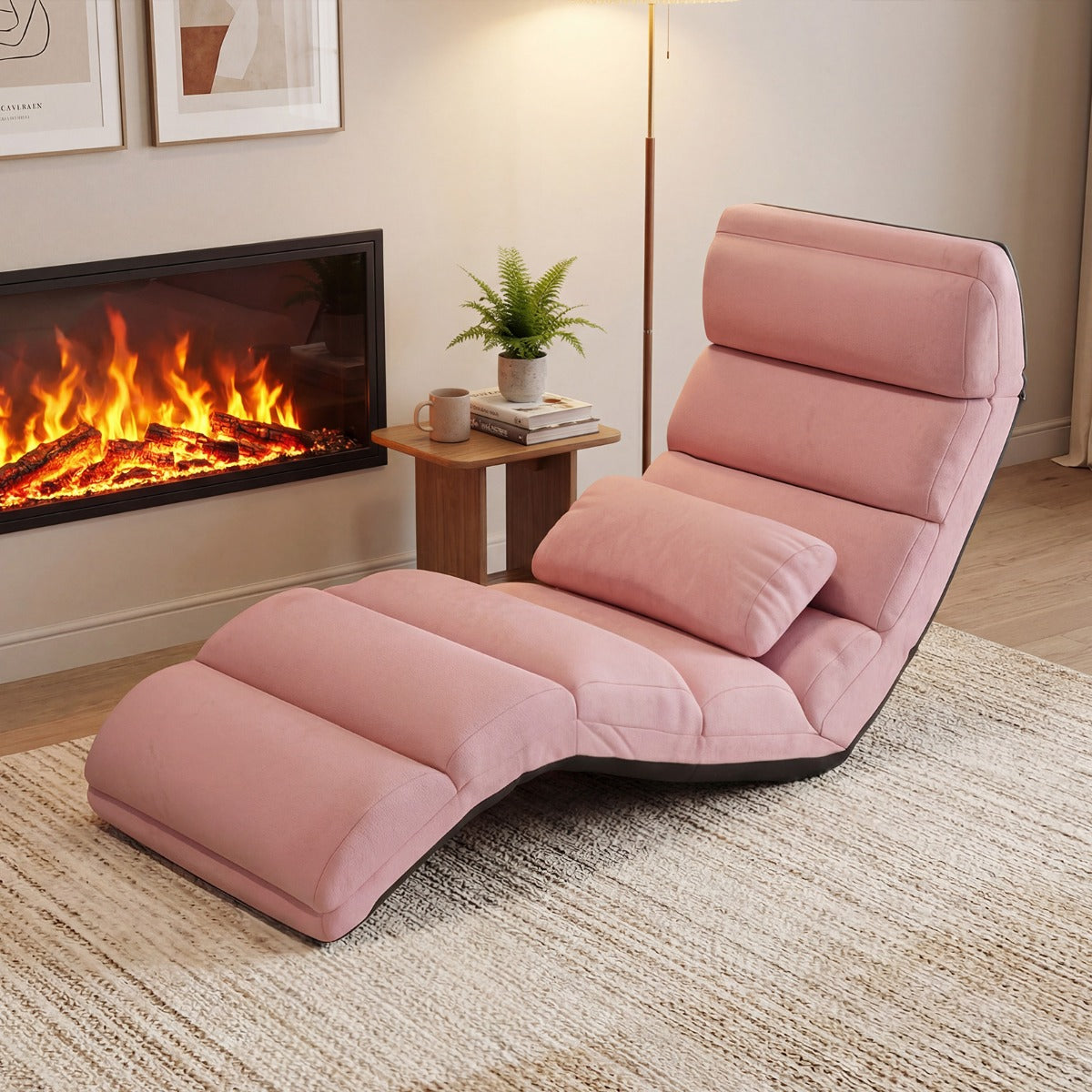 LIVSK Relaxstoel - 5-Voudig Verstelbare Rugleuning - Schuimrubberen Bekleding - Stalen Frame - Geschikt voor 100 kg - Grijs