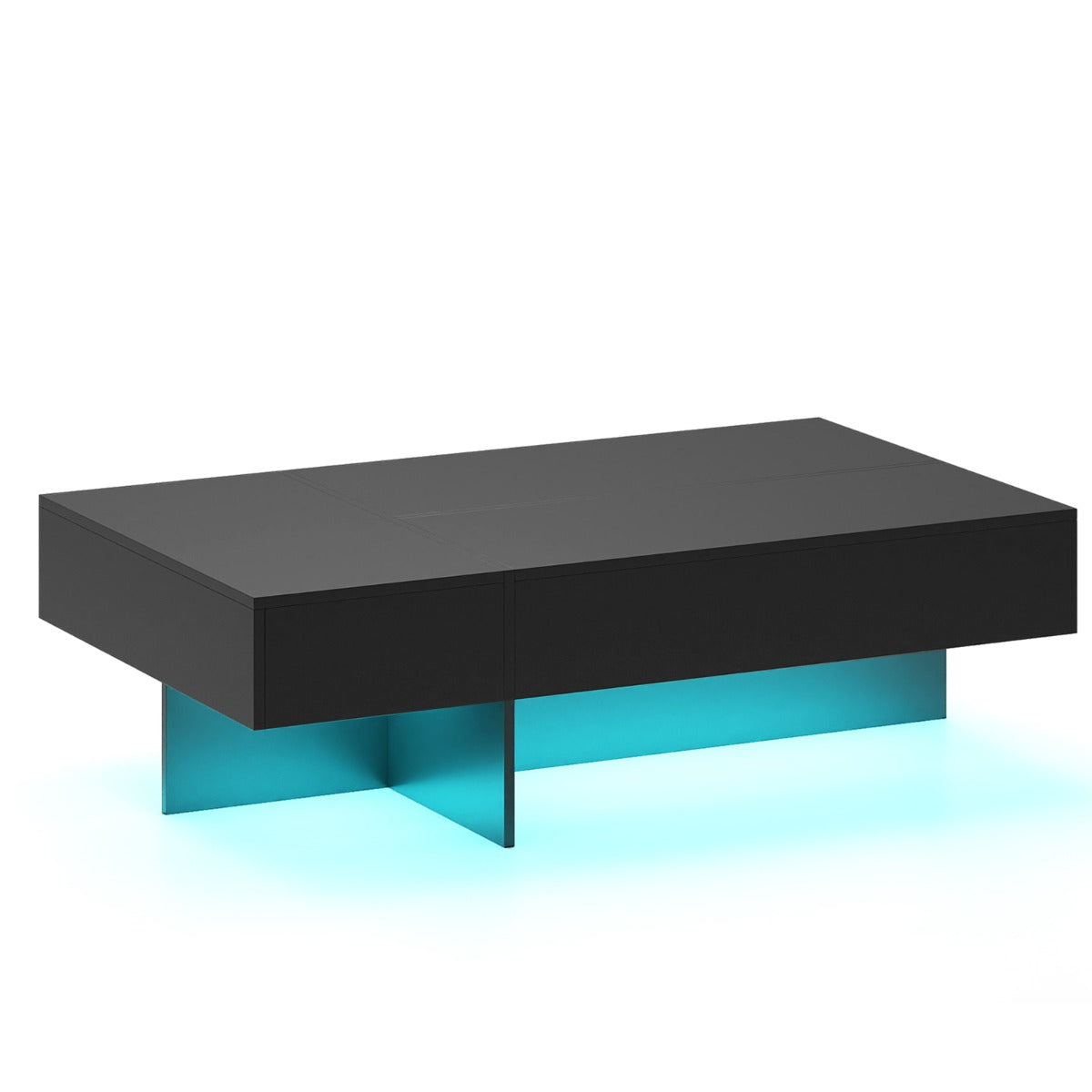 LIVSK Salontafel met LED-verlichting - Hoogglanzend en Krasbestendig - 3 Opberglades - Totale Belastbaarheid 90 kg - Zwart/Wit