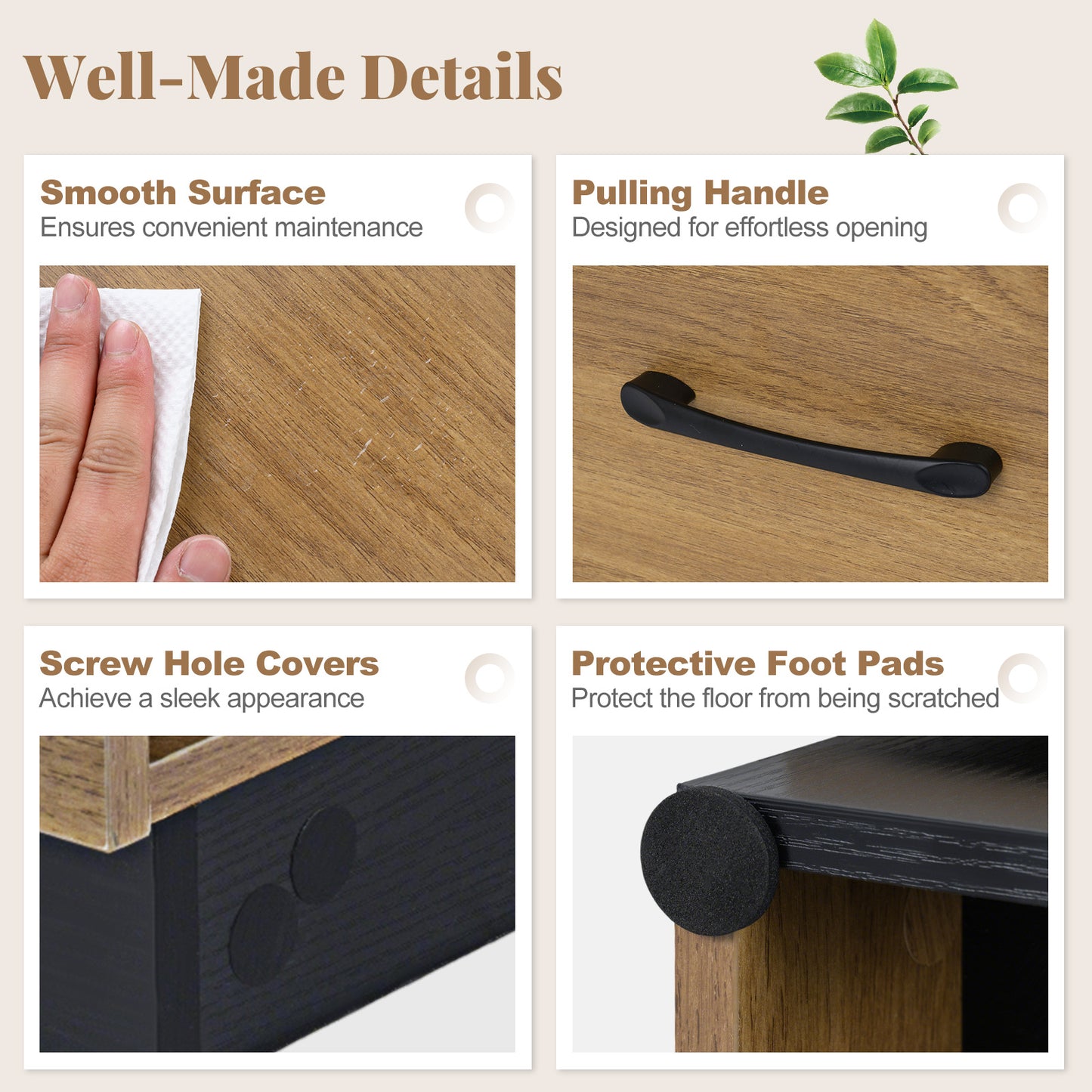 LIVSK Salontafel met Uitschuifbaar Tafelblad - Praktische Opbergruimte - Robuust Hout - Modern Design - Naturel + Zwart