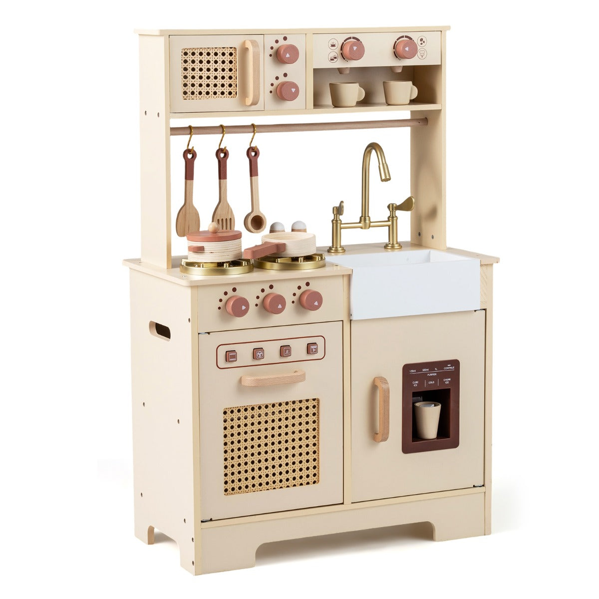 LIVSK Speelkeuken - Realistische Geluidseffecten - Inclusief Magnetron en Accessoires - Veilig Houten Ontwerp - Geel