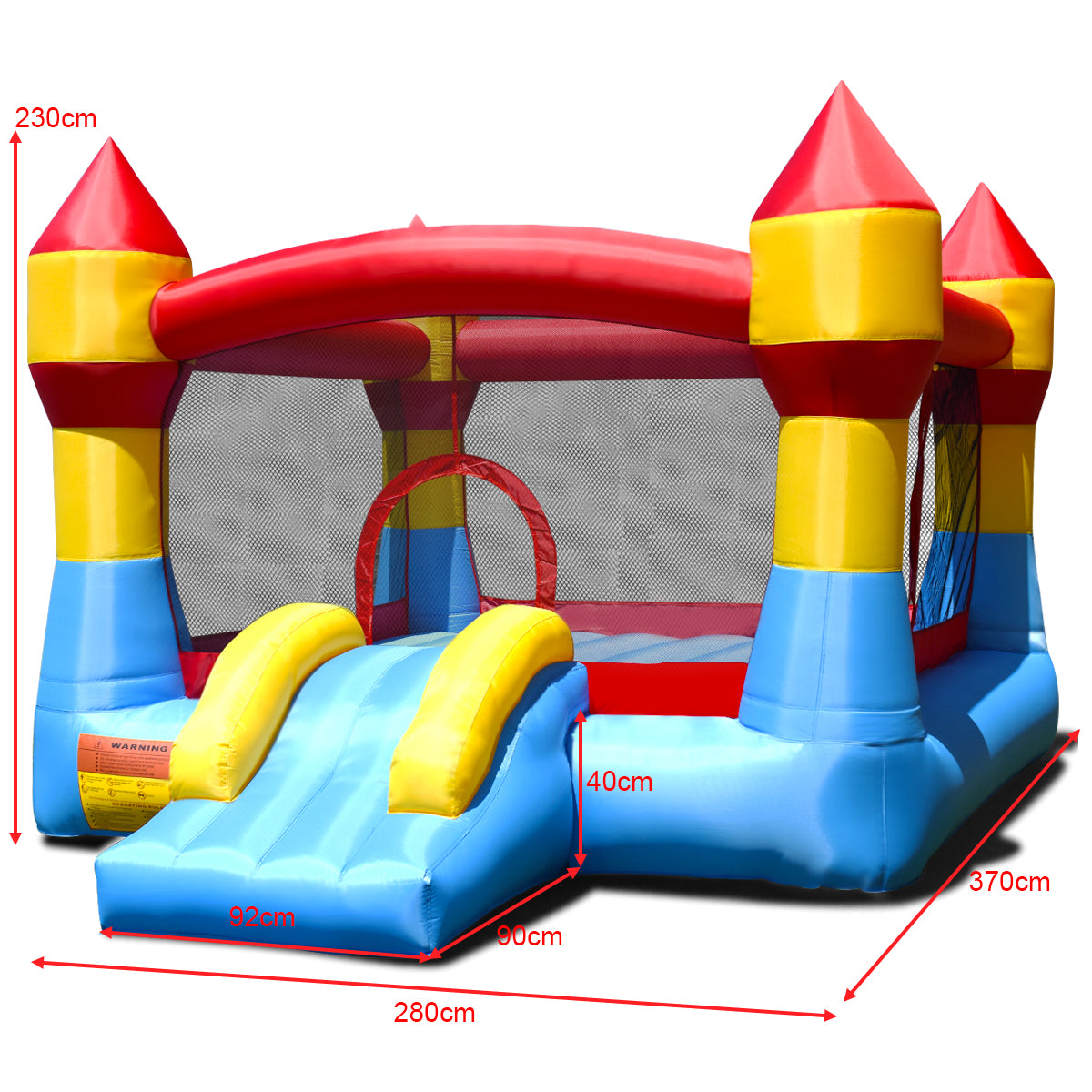 LIVSK Springkasteel - Hoogwaardig Oxford Materiaal - Veiligheidsnet - Geschikt voor Kinderen 3+ - Kleurrijk 370 x 280 x 230 cm