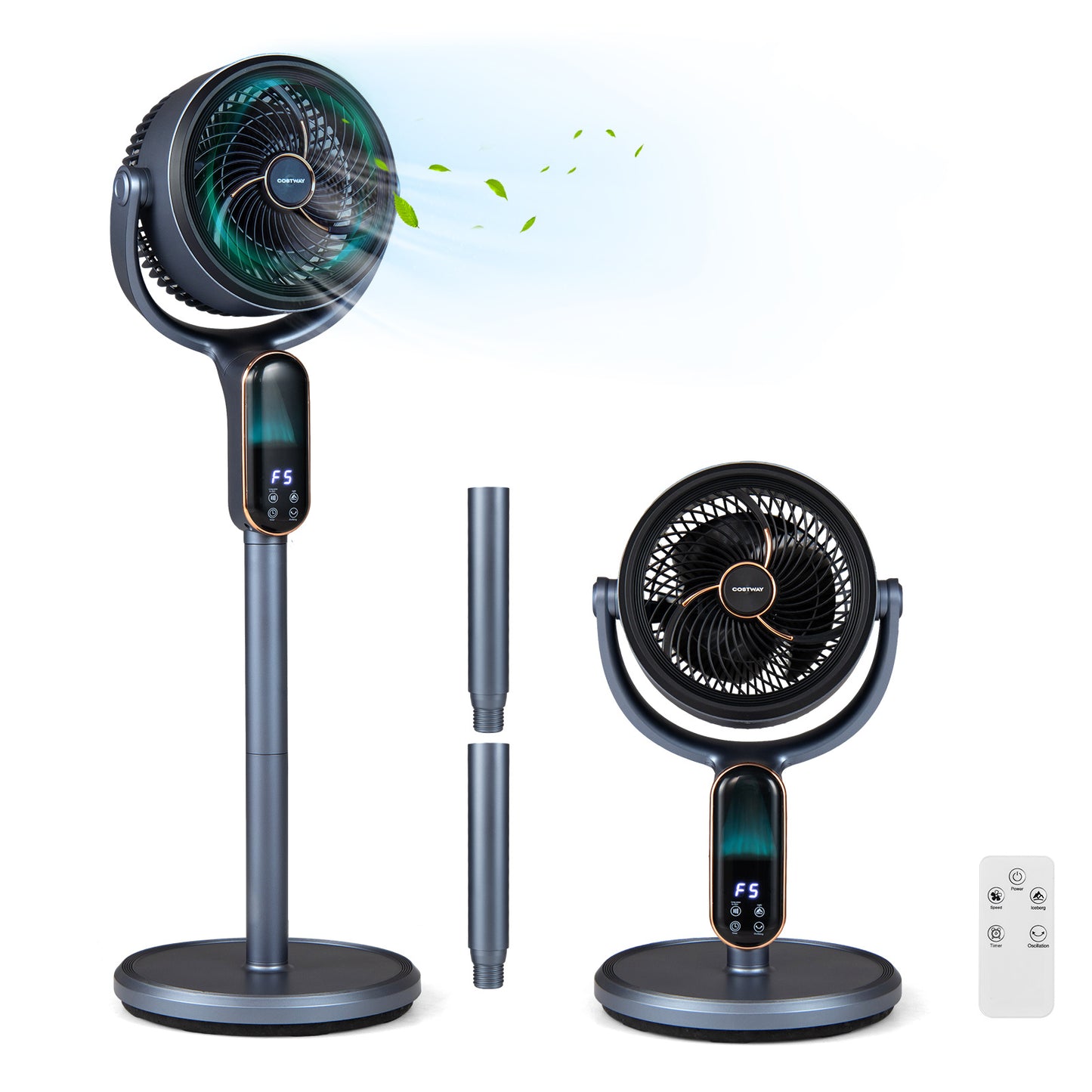 LIVSK Staande Ventilator - 8 Windkrachtstanden - Hoogte Verstelbaar - Eenvoudige Bediening - Grijs/Wit
