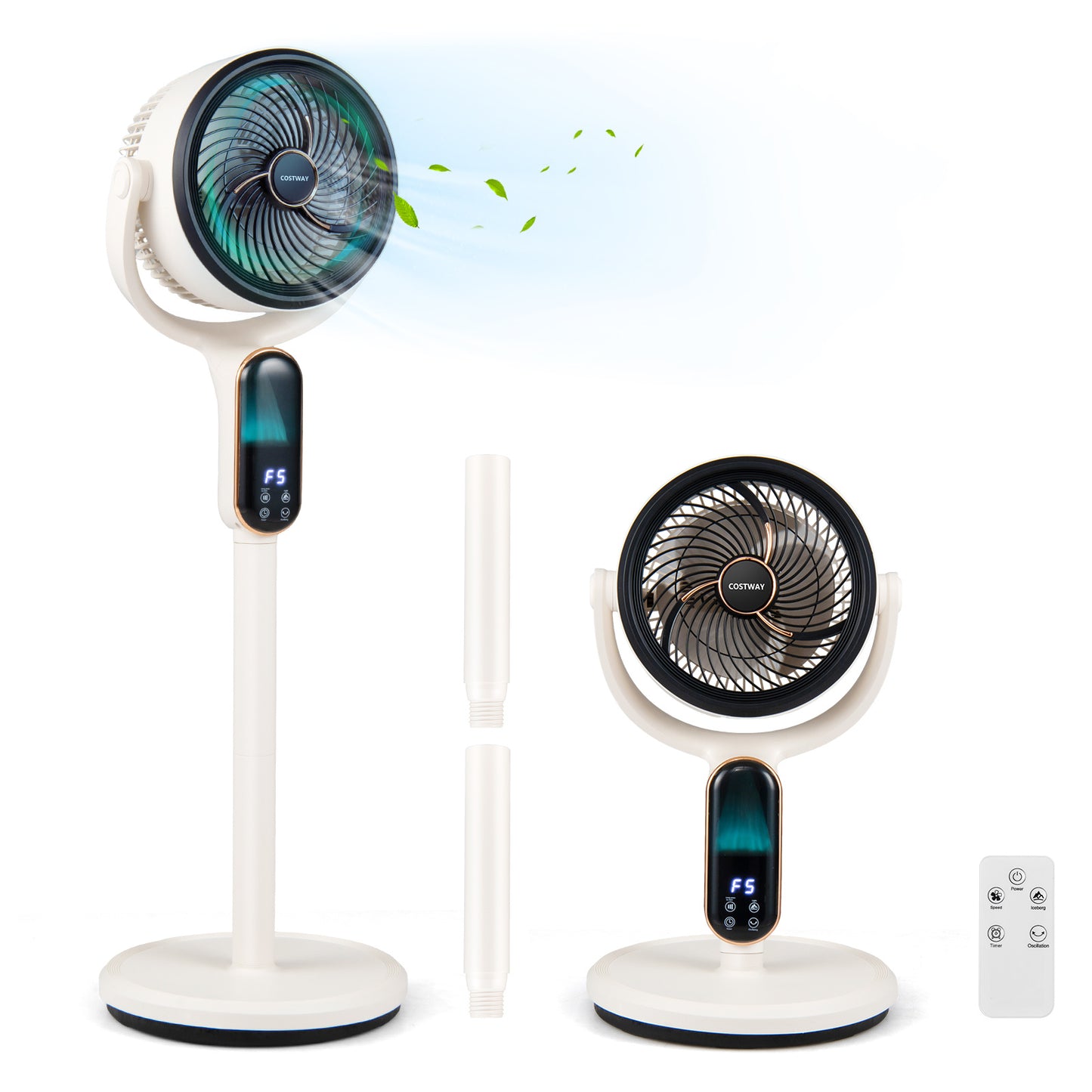 LIVSK Staande Ventilator - 8 Windkrachtstanden - Hoogte Verstelbaar - Touchpanel & Afstandsbediening - Grijs/Wit