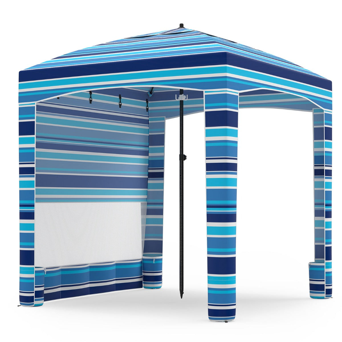 LIVSK Strandtent - PA-gecoat Polyester - Verstelbare Hoogte - Eenvoudige Opbouw - Lichtgewicht en Compact - Marineblauw/Roze