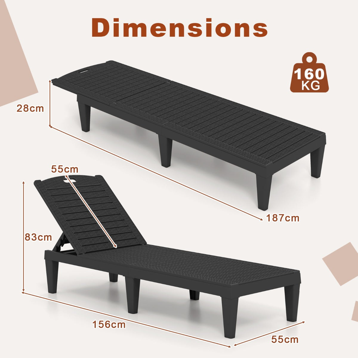 LIVSK Terrasparasol en Ligstoelen Set - Gebruiksvriendelijk Touwrolsysteem - Verstelbare Rugleuning - Duurzaam Polyester -